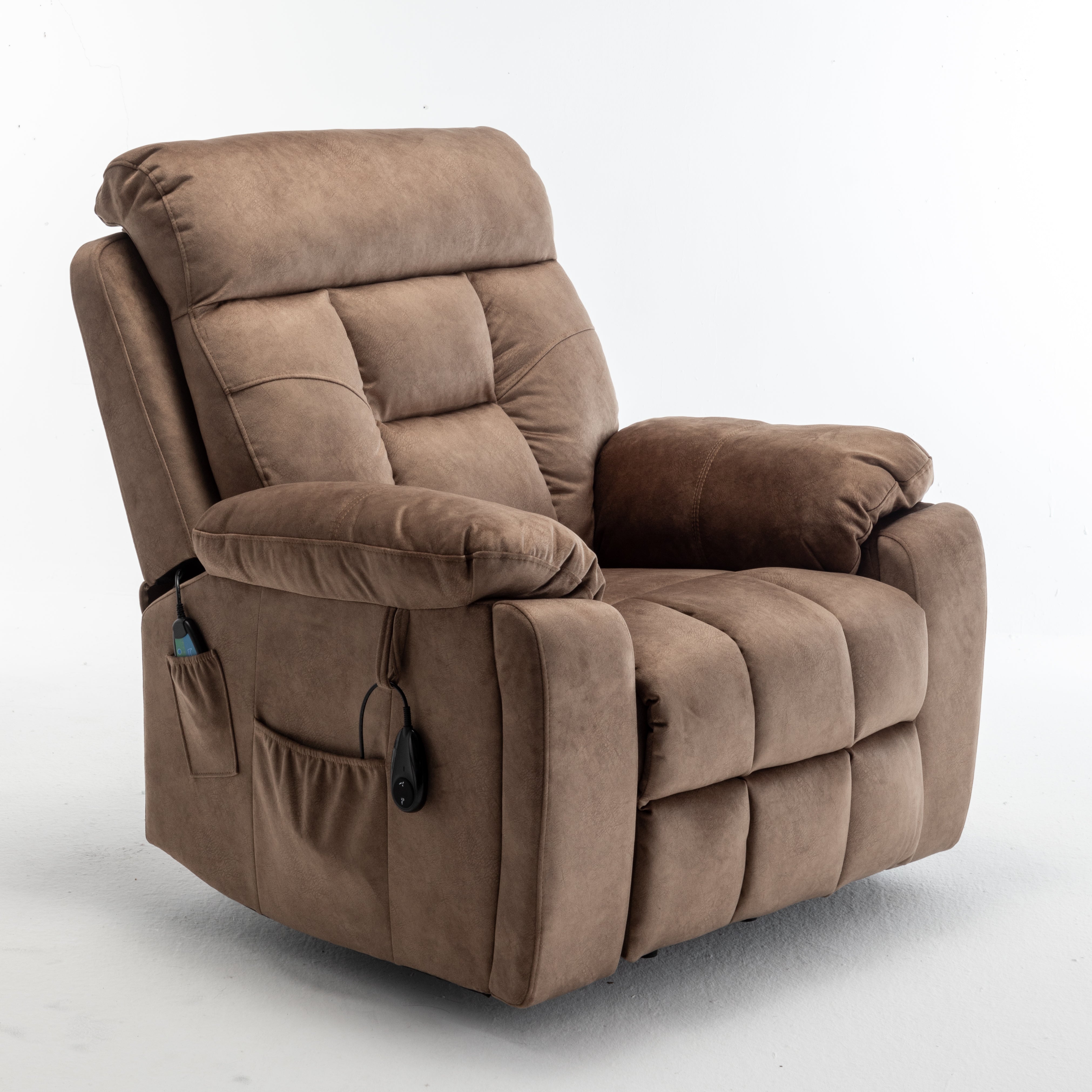 Vireo 41" Oversized Velvet Power Lift Recliner Chair with Massage, Heat and Cup Holder