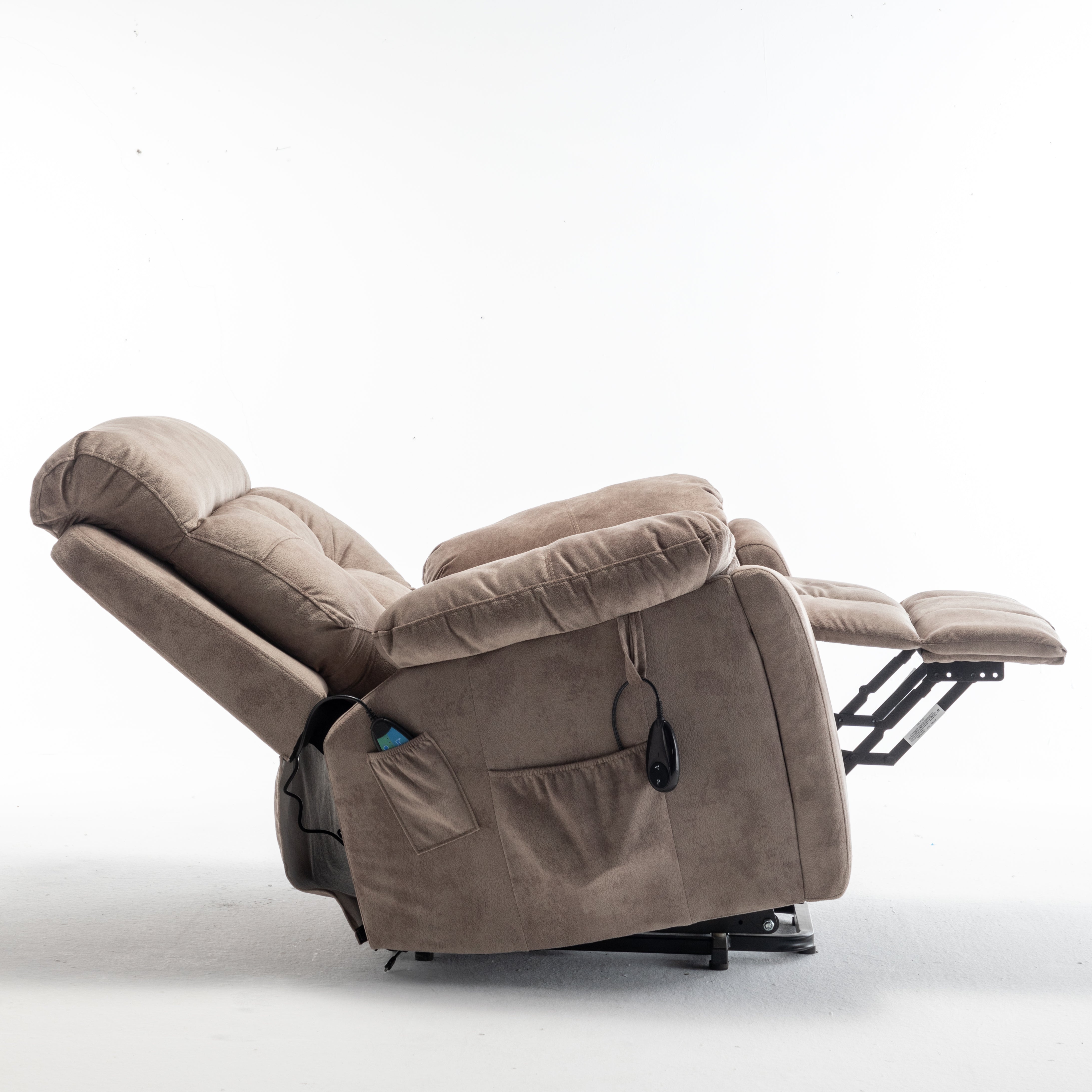 Vireo 41" Oversized Velvet Power Lift Recliner Chair with Massage, Heat and Cup Holder