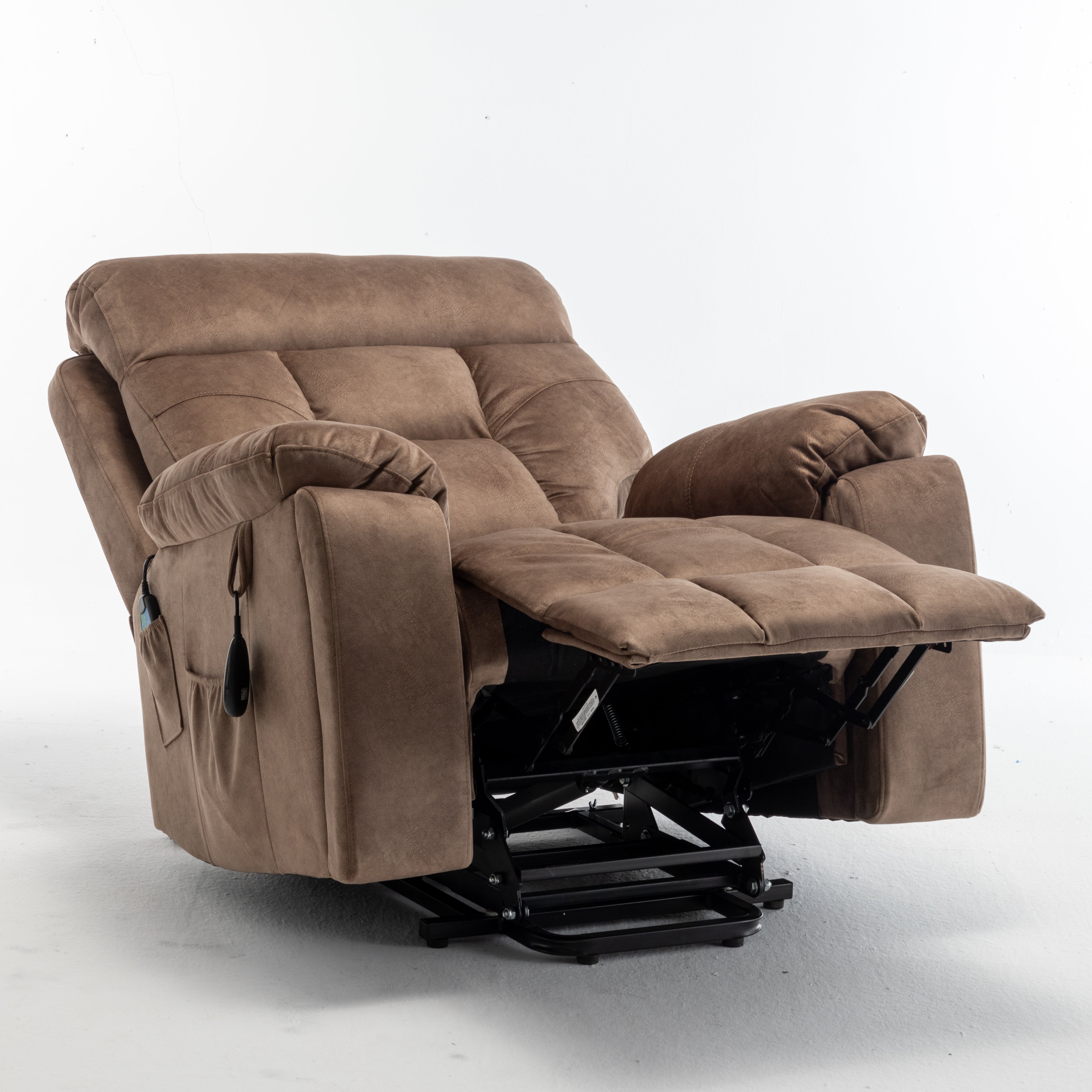 Vireo 41" Oversized Velvet Power Lift Recliner Chair with Massage, Heat and Cup Holder