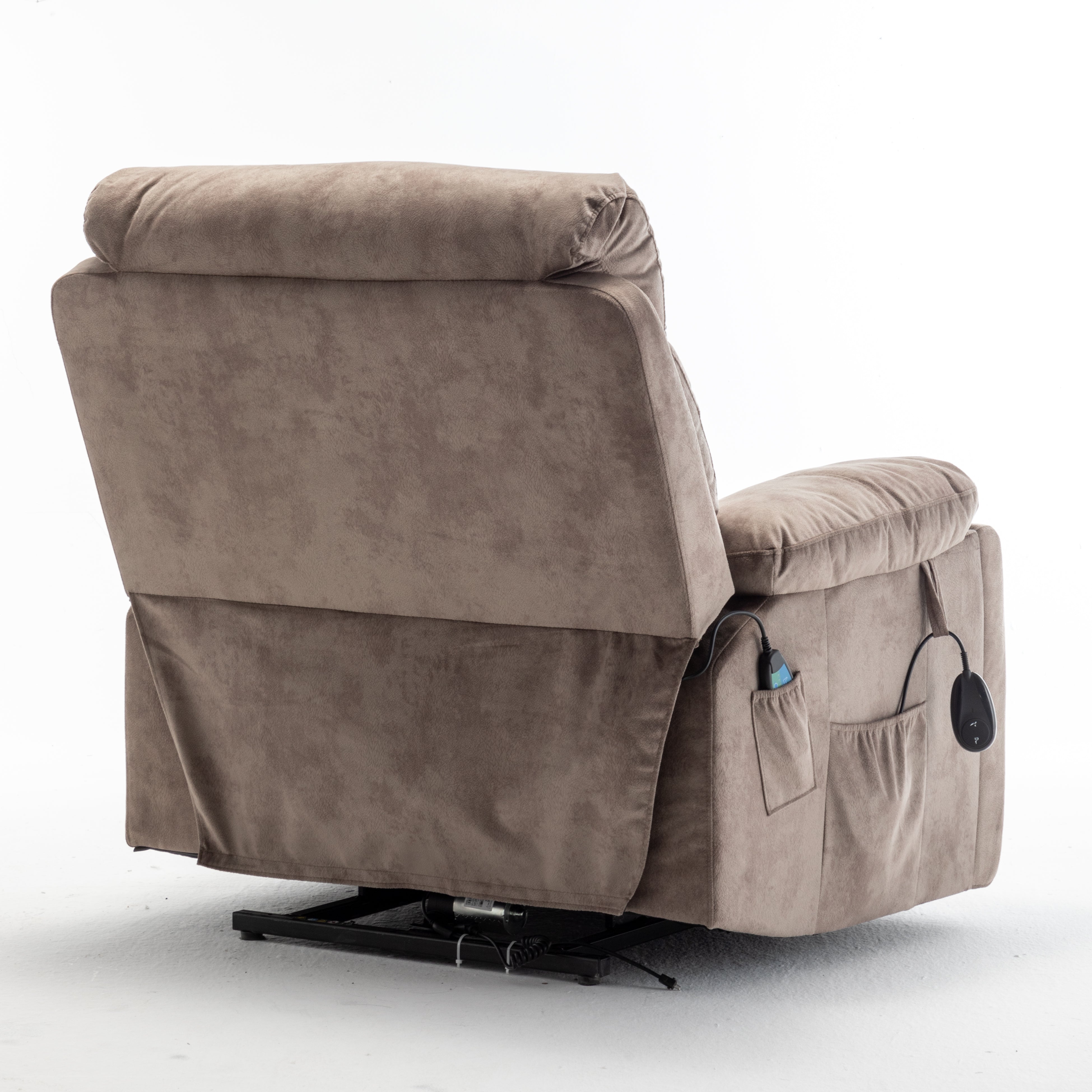 Vireo 41" Oversized Velvet Power Lift Recliner Chair with Massage, Heat and Cup Holder