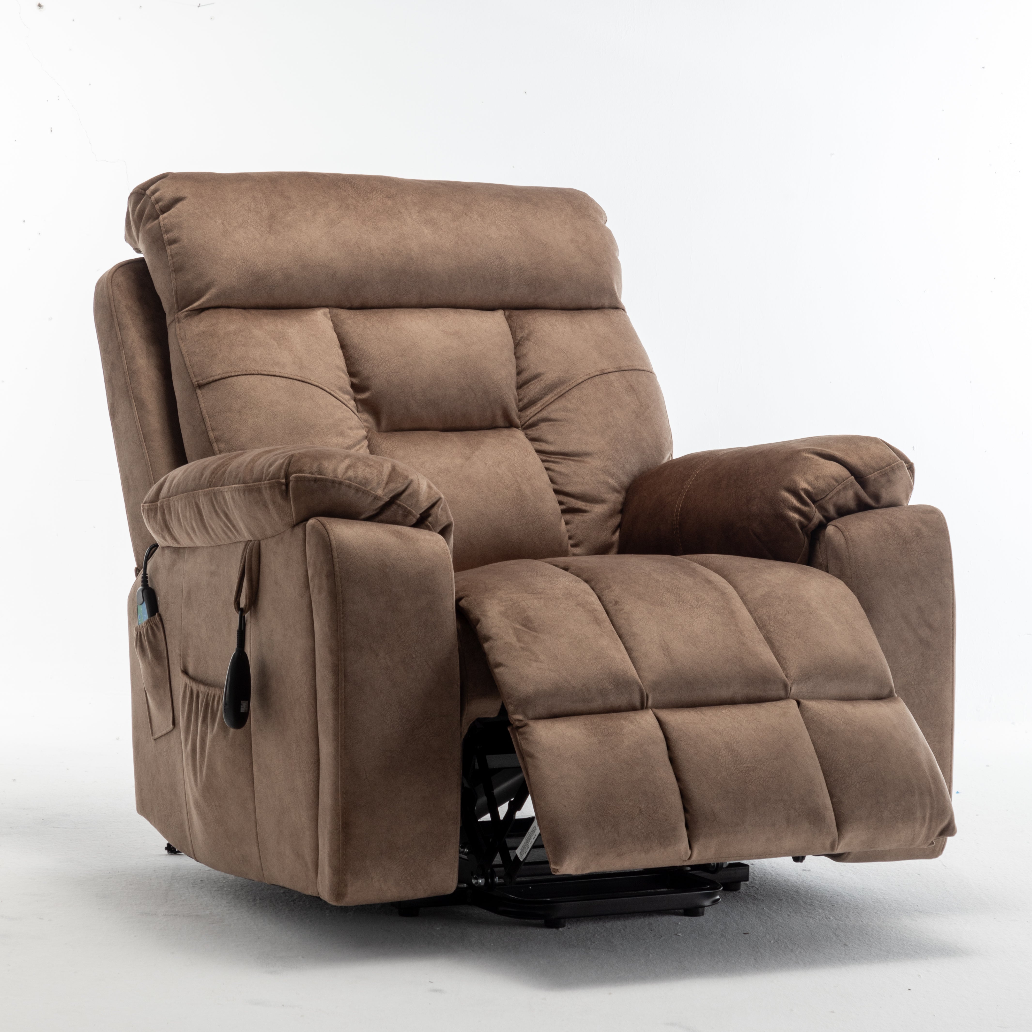 Vireo 41" Oversized Velvet Power Lift Recliner Chair with Massage, Heat and Cup Holder
