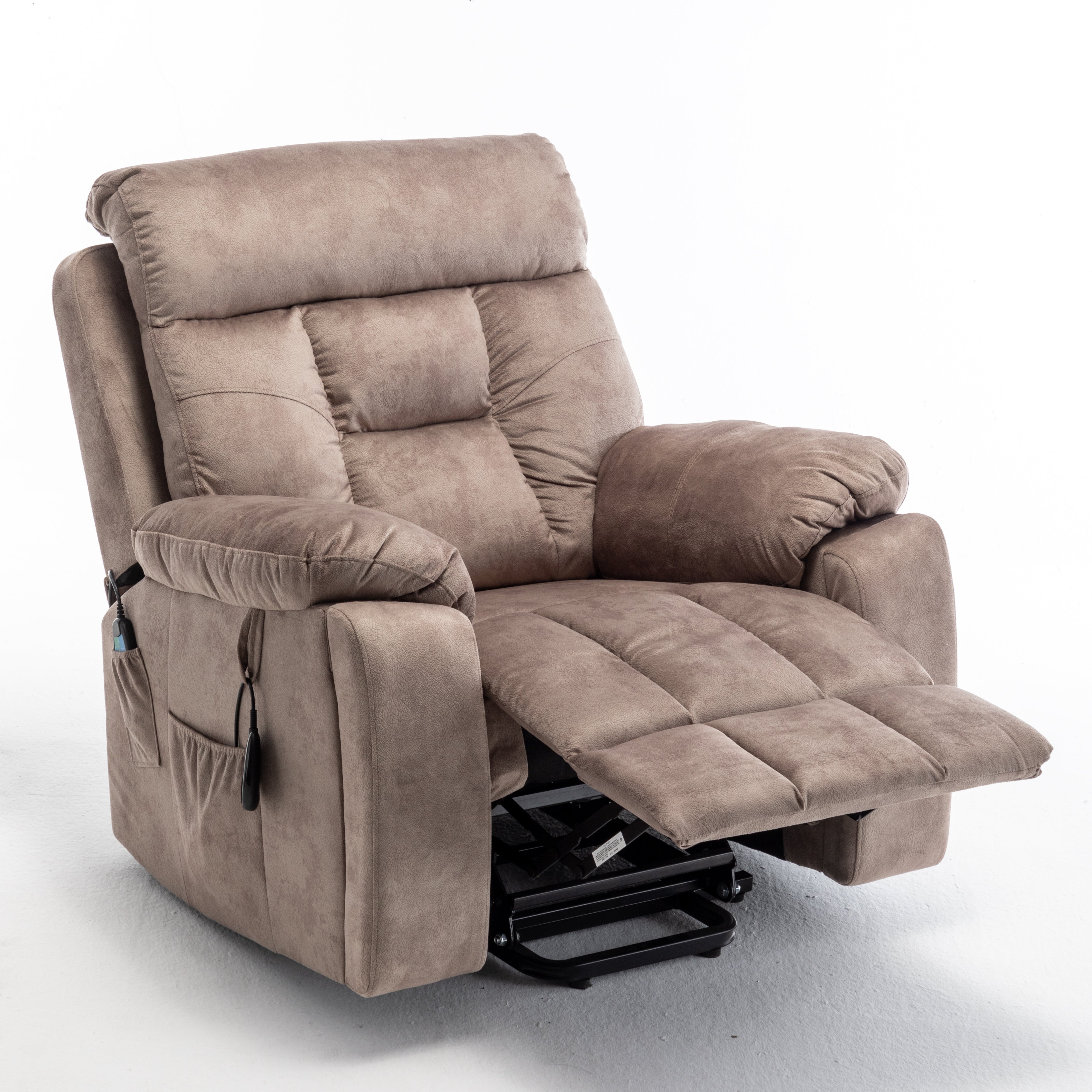 Vireo 41" Oversized Velvet Power Lift Recliner Chair with Massage, Heat and Cup Holder
