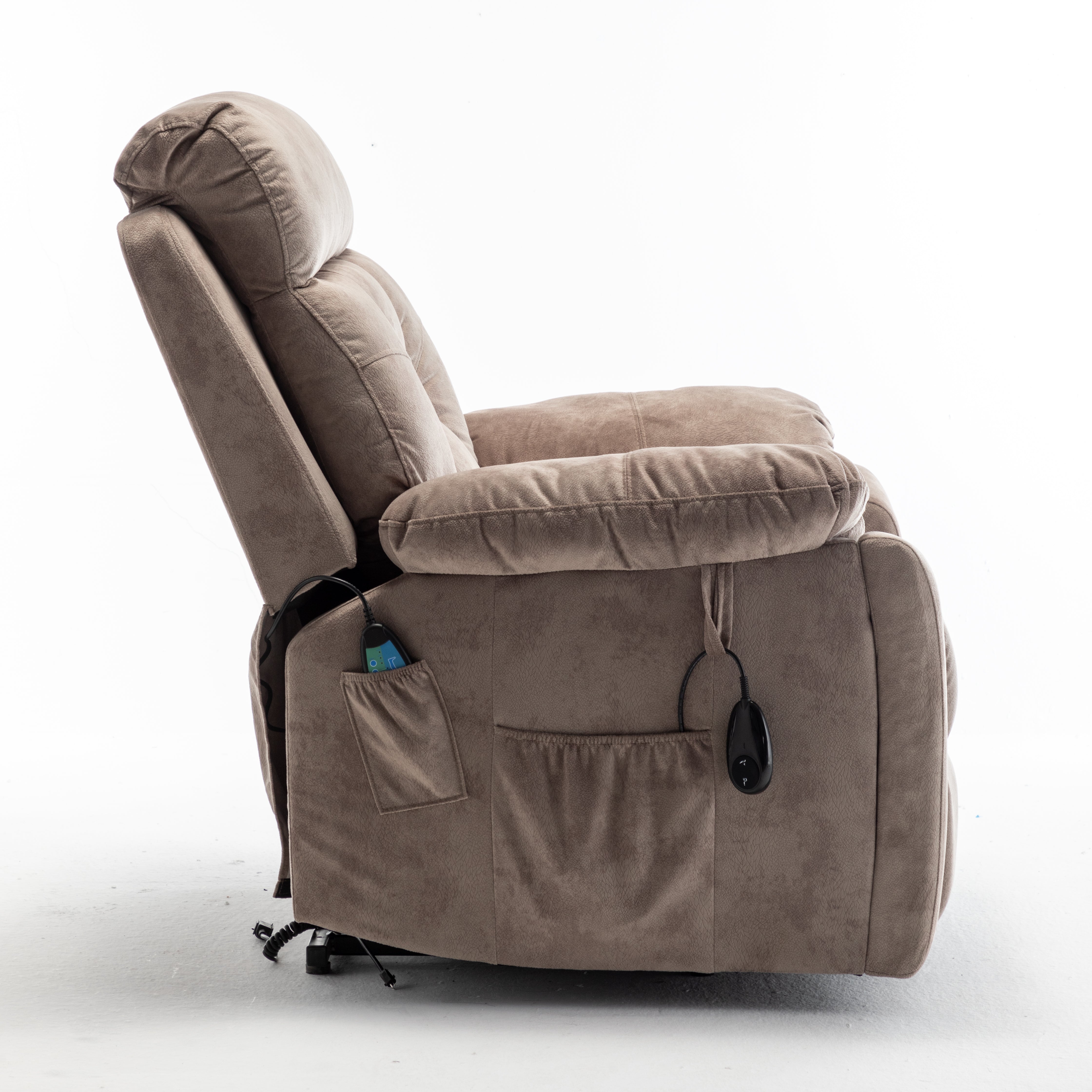 Vireo 41" Oversized Velvet Power Lift Recliner Chair with Massage, Heat and Cup Holder