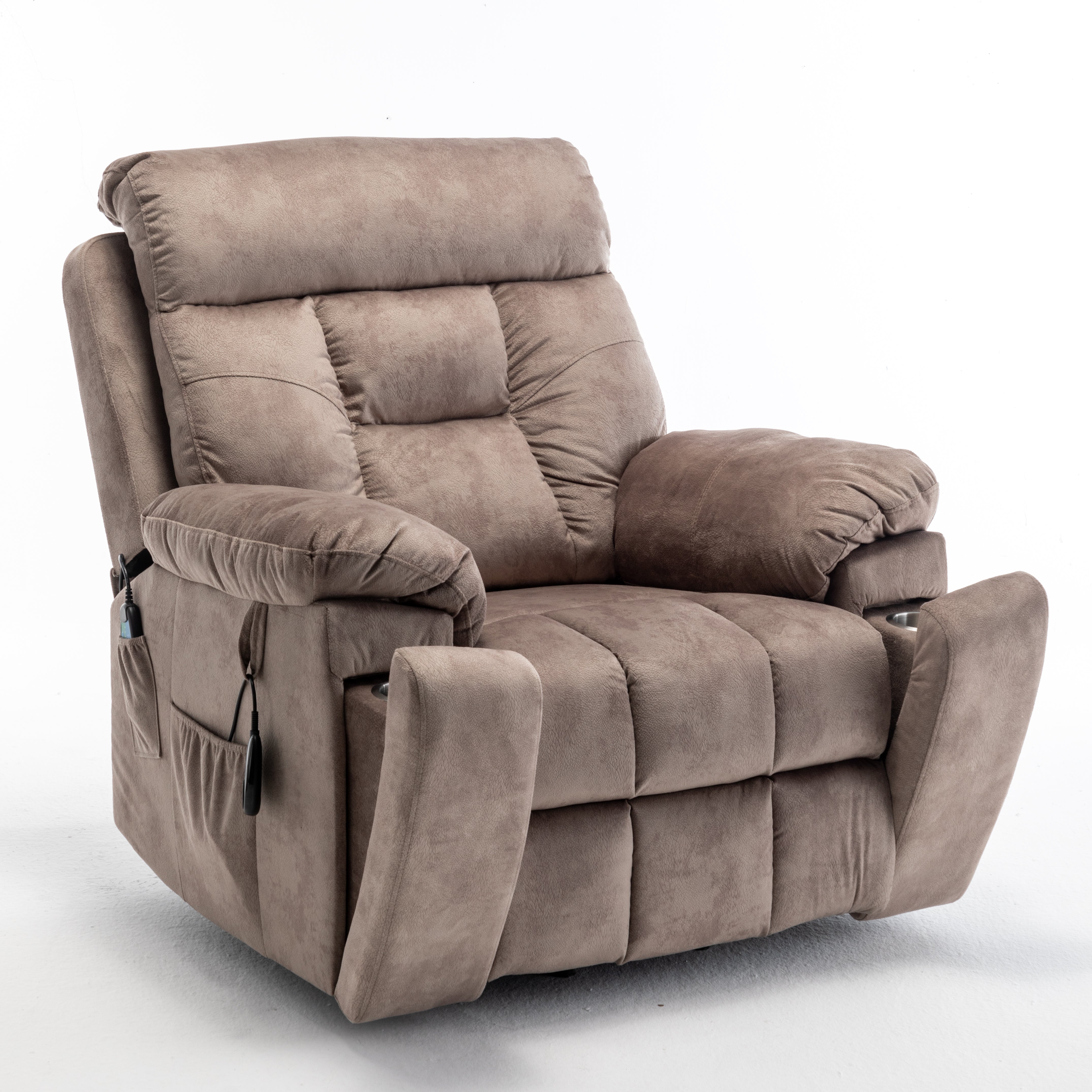 Vireo 41" Oversized Velvet Power Lift Recliner Chair with Massage, Heat and Cup Holder