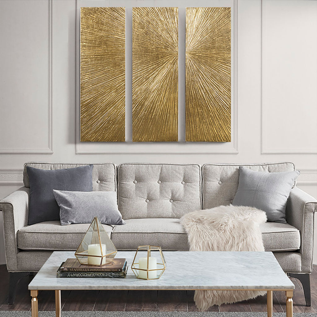 Marigold Sunburst Hand Painted Resin 3 Pieces Wall Art Set