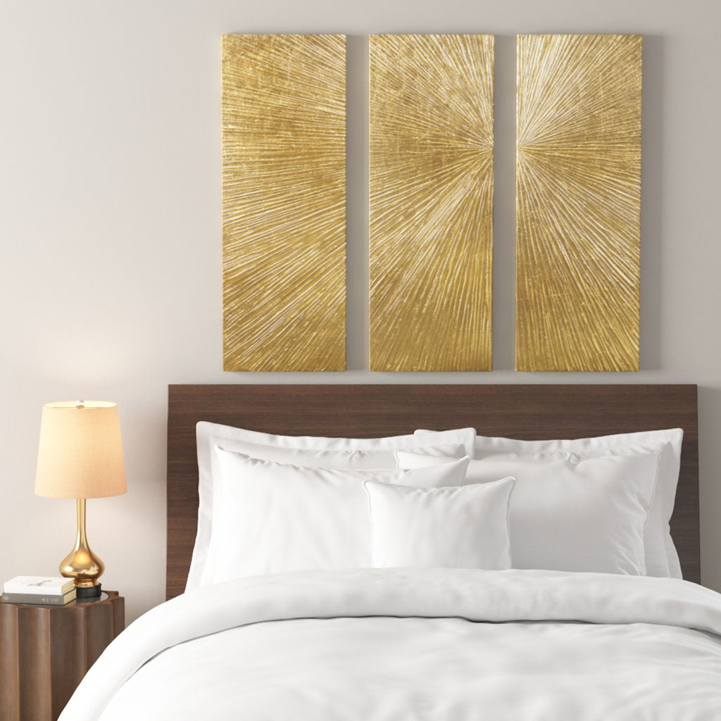 Marigold Sunburst Hand Painted Resin 3 Pieces Wall Art Set