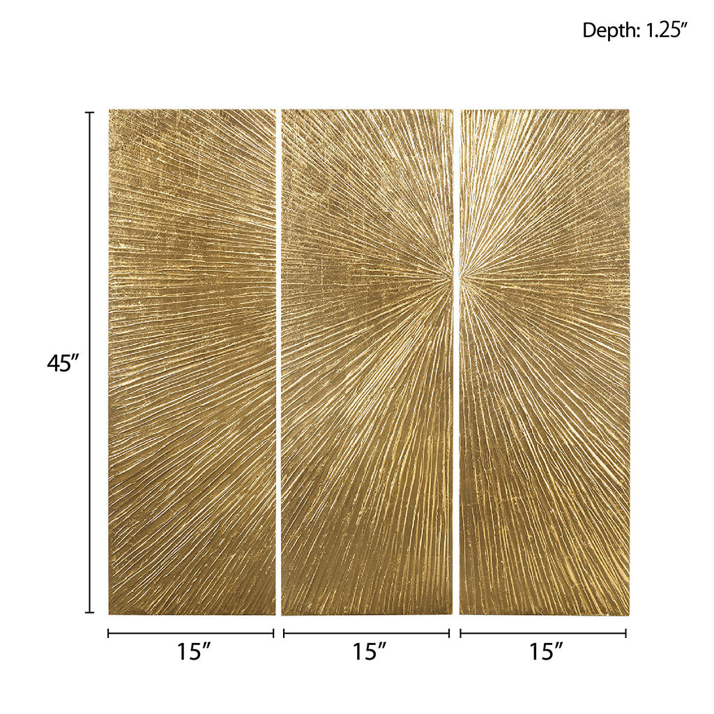 Marigold Sunburst Hand Painted Resin 3 Pieces Wall Art Set