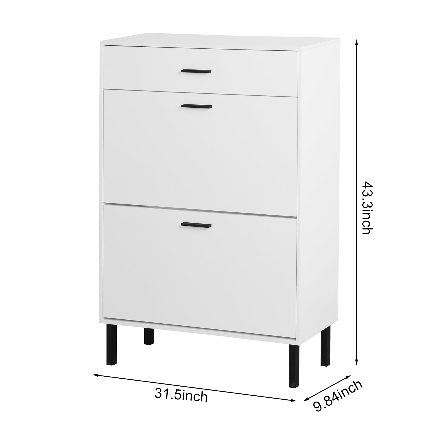 Harbor Modern Shoe Storage Cabinet with Drawer, White