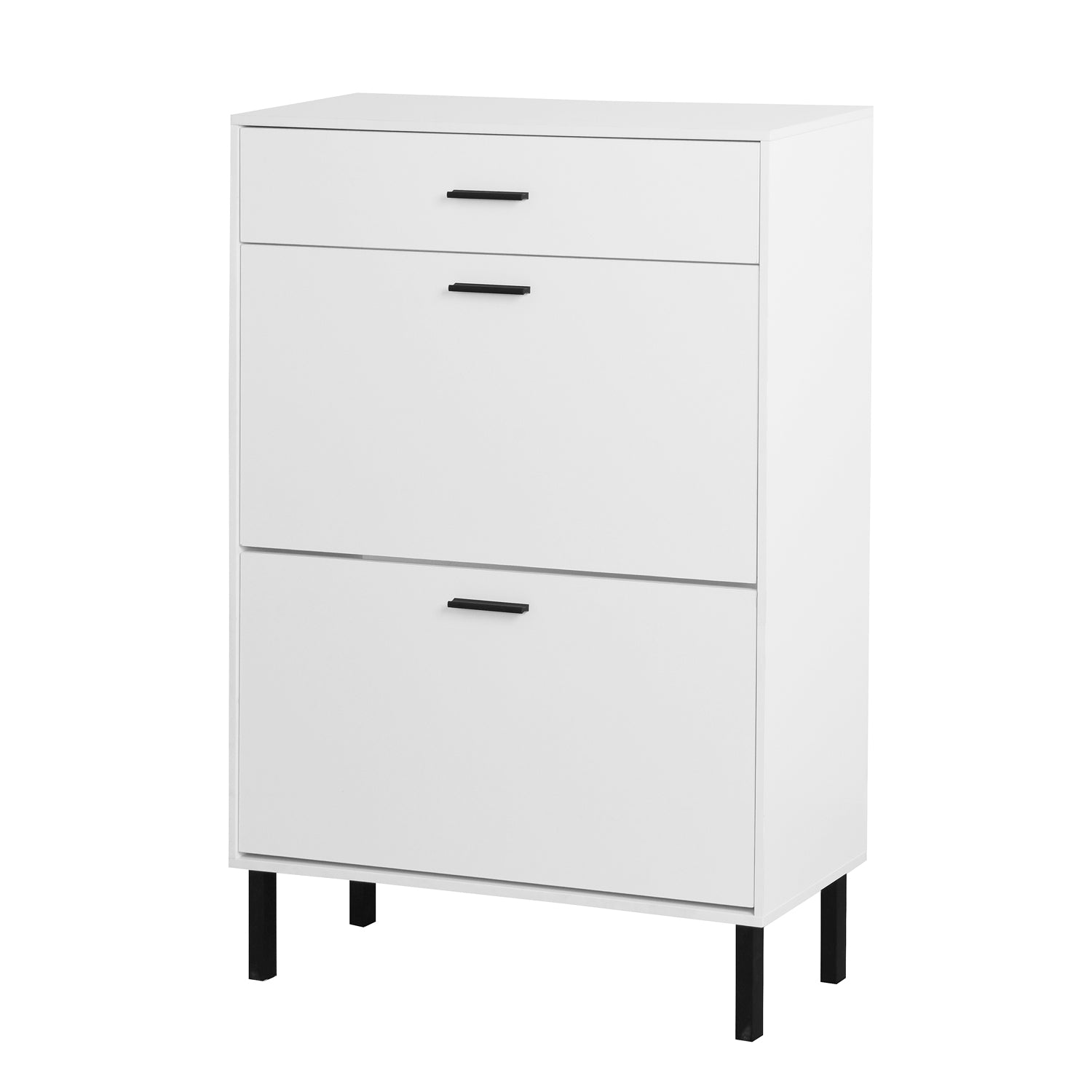 Harbor Modern Shoe Storage Cabinet with Drawer, White