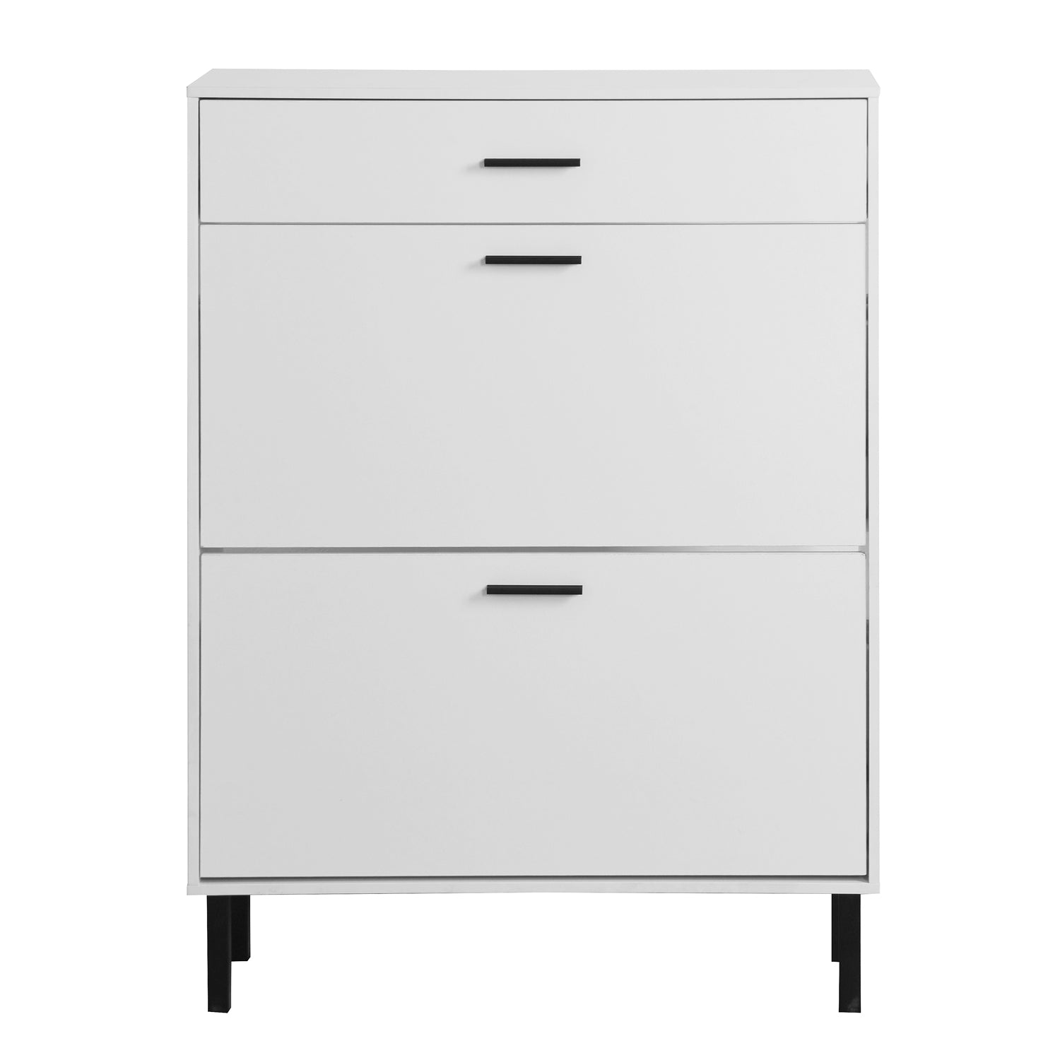 Harbor Modern Shoe Storage Cabinet with Drawer, White