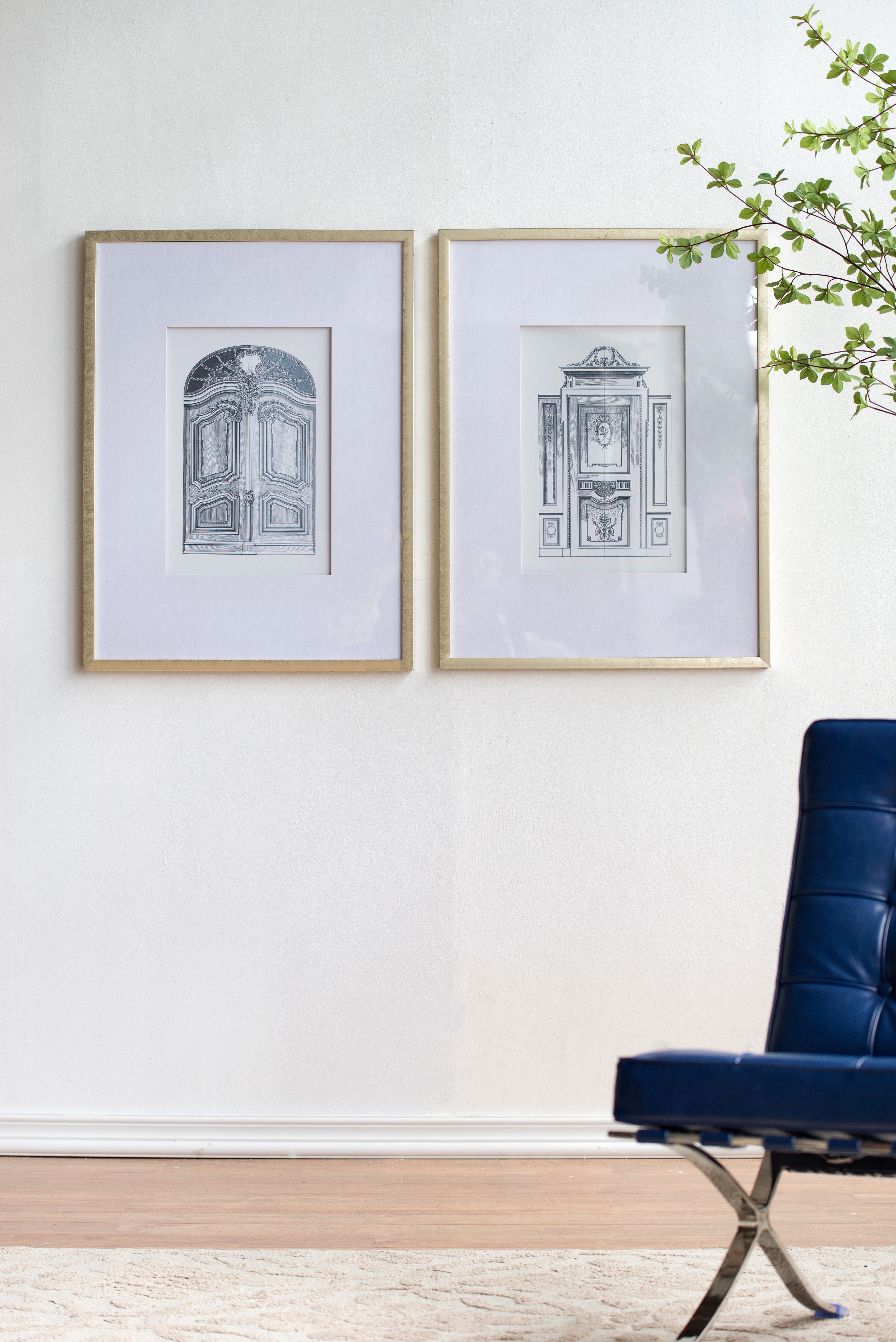 Laurel Architectural Sketch Wall Art Set of 2
