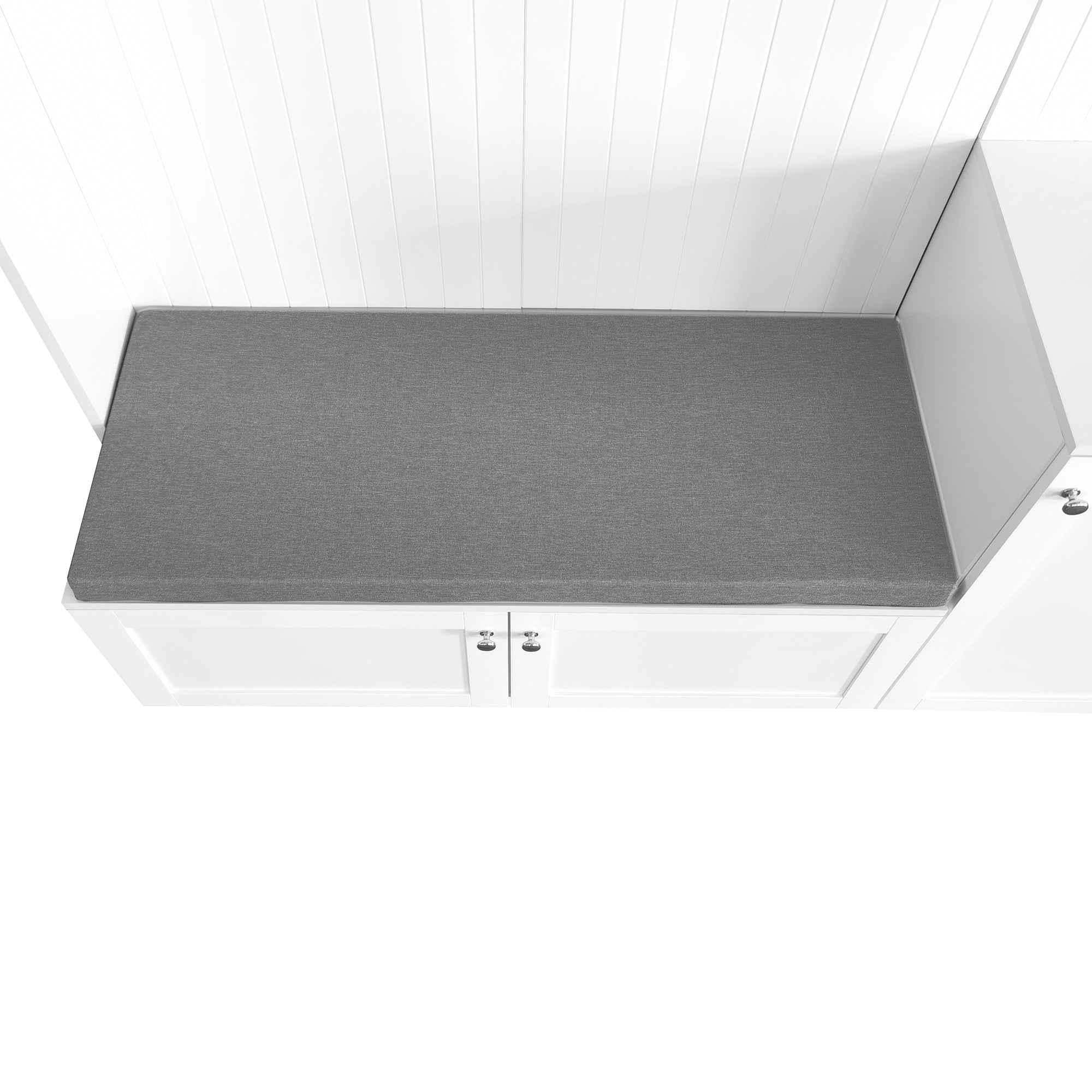 Clifford 78.7" Modern White Hall Tree Bench with Cushion Drawers and Coat Hooks