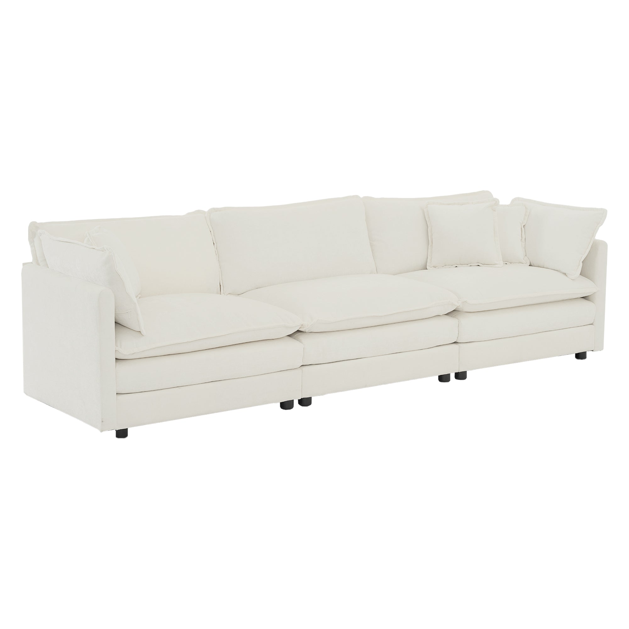 Fremont 3 Piece Chenille Upholstered Modular Sofa Set with Armchairs and 3-Seater Sofa