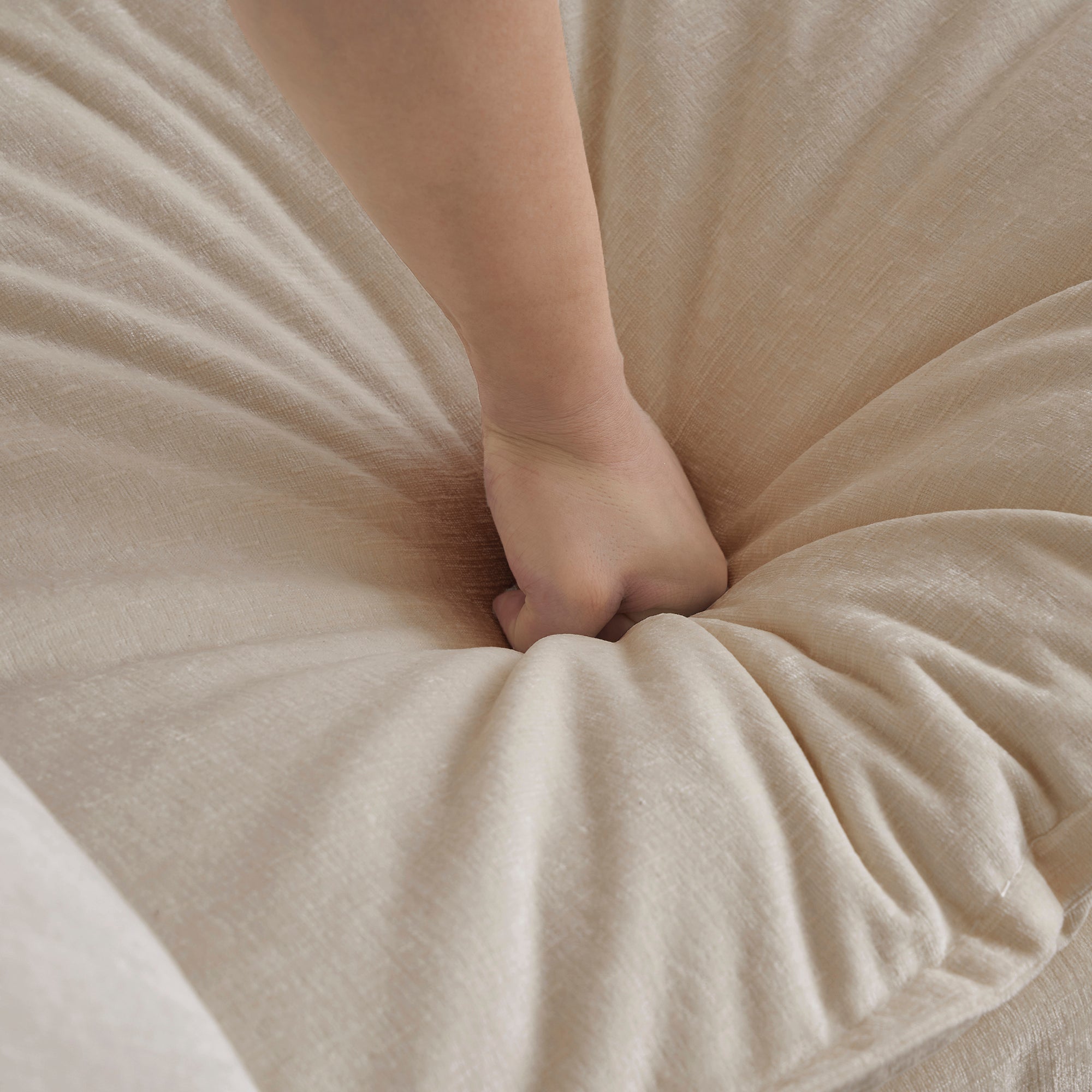 Aven Modern Beige Chenille Accent Chair with Ottoman for Living Room