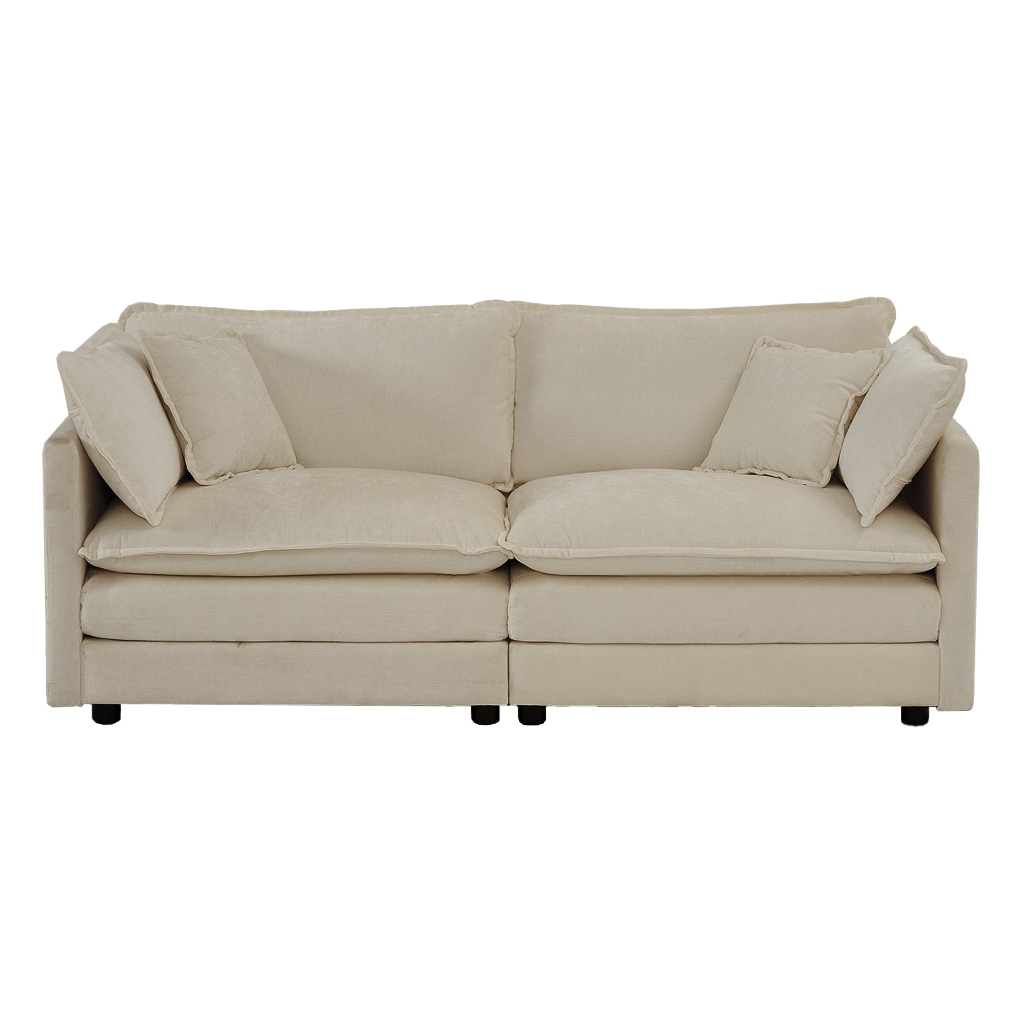 Fremont 77" 4-Piece Modular Chenille Upholstered Sectional Sofa with Ottomans