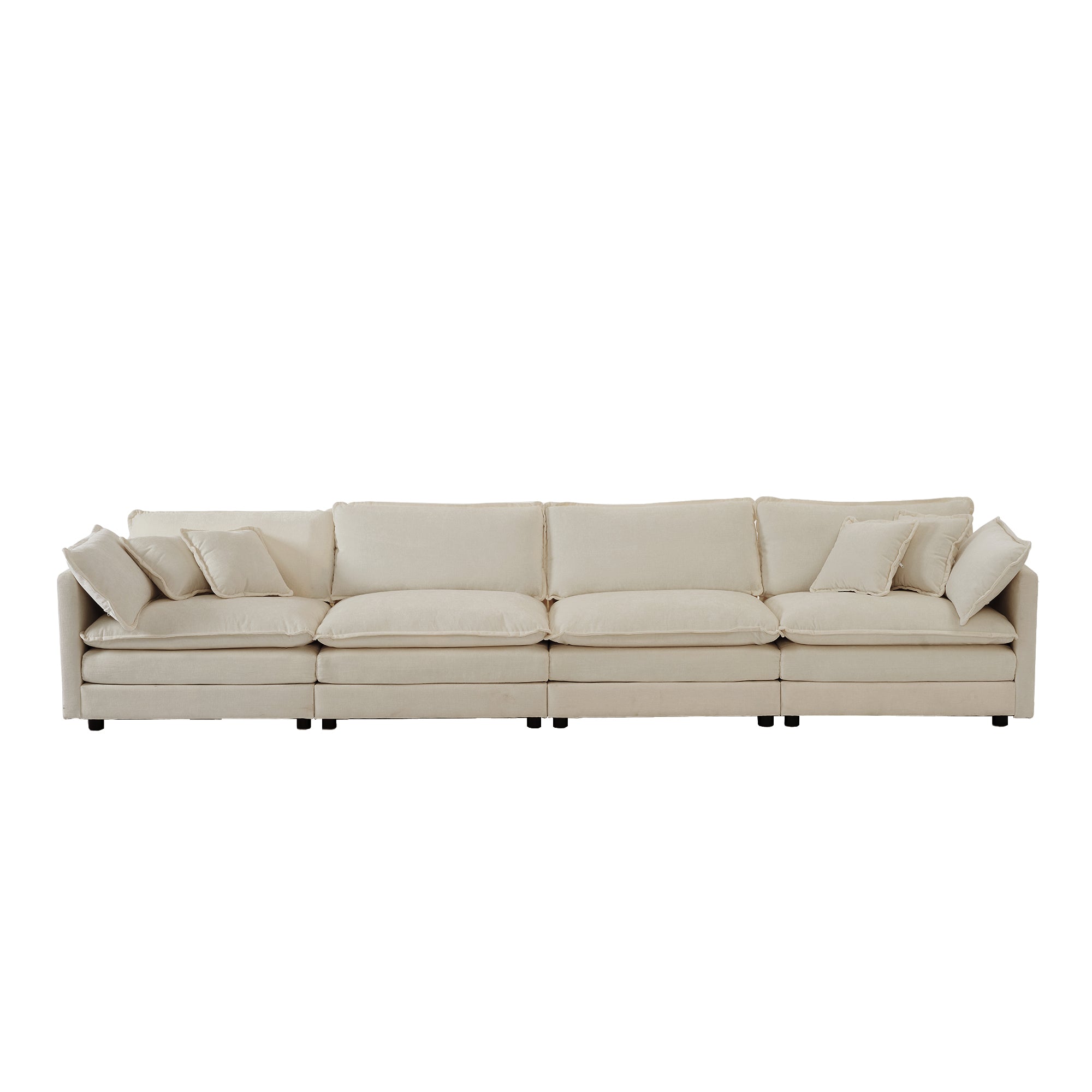 Fremont 147" 4-Seater Chenille Upholstered Modular Sofa with Toss Pillows