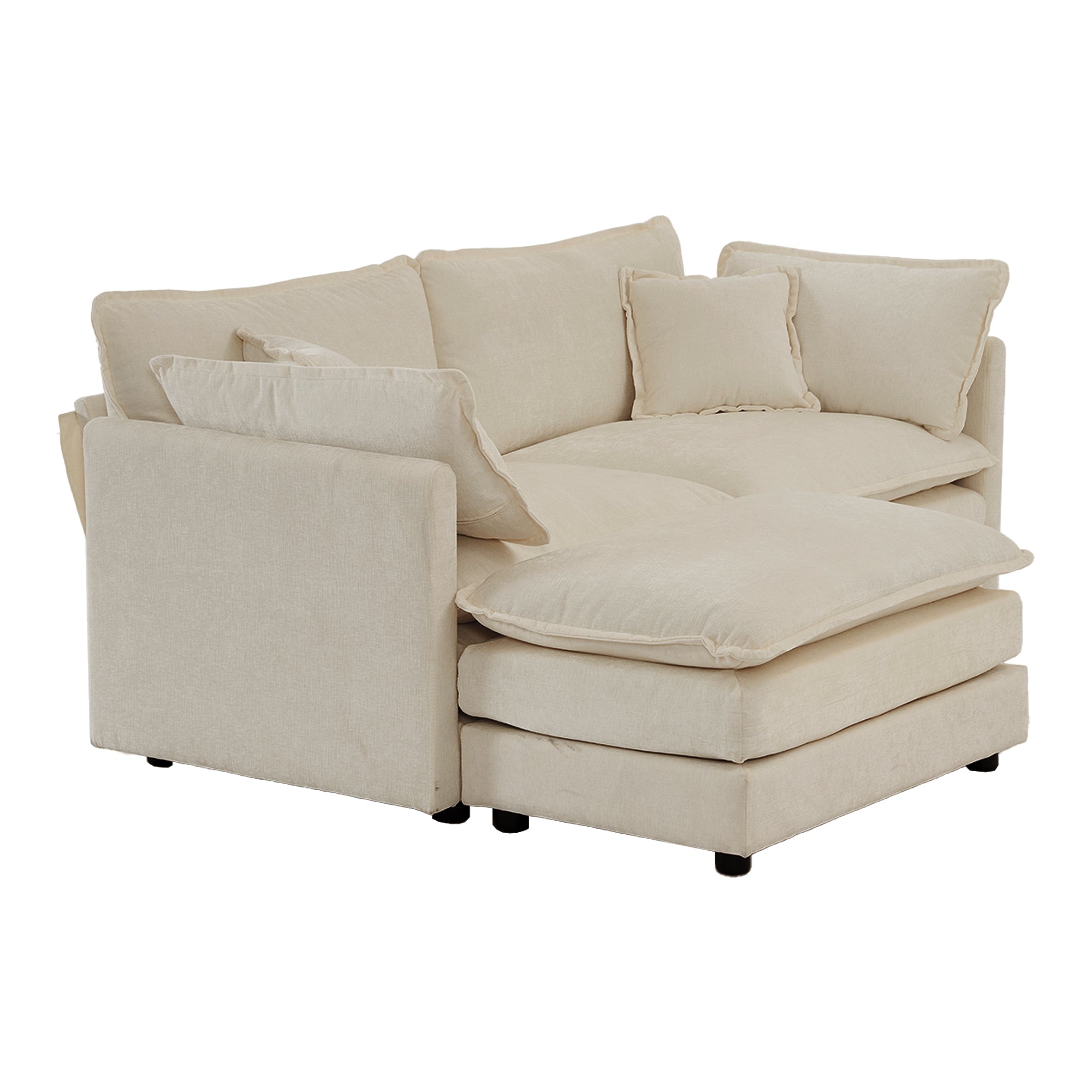 Fremont 77" Chenille Upholstered Modular Loveseat Sofa with Ottoman