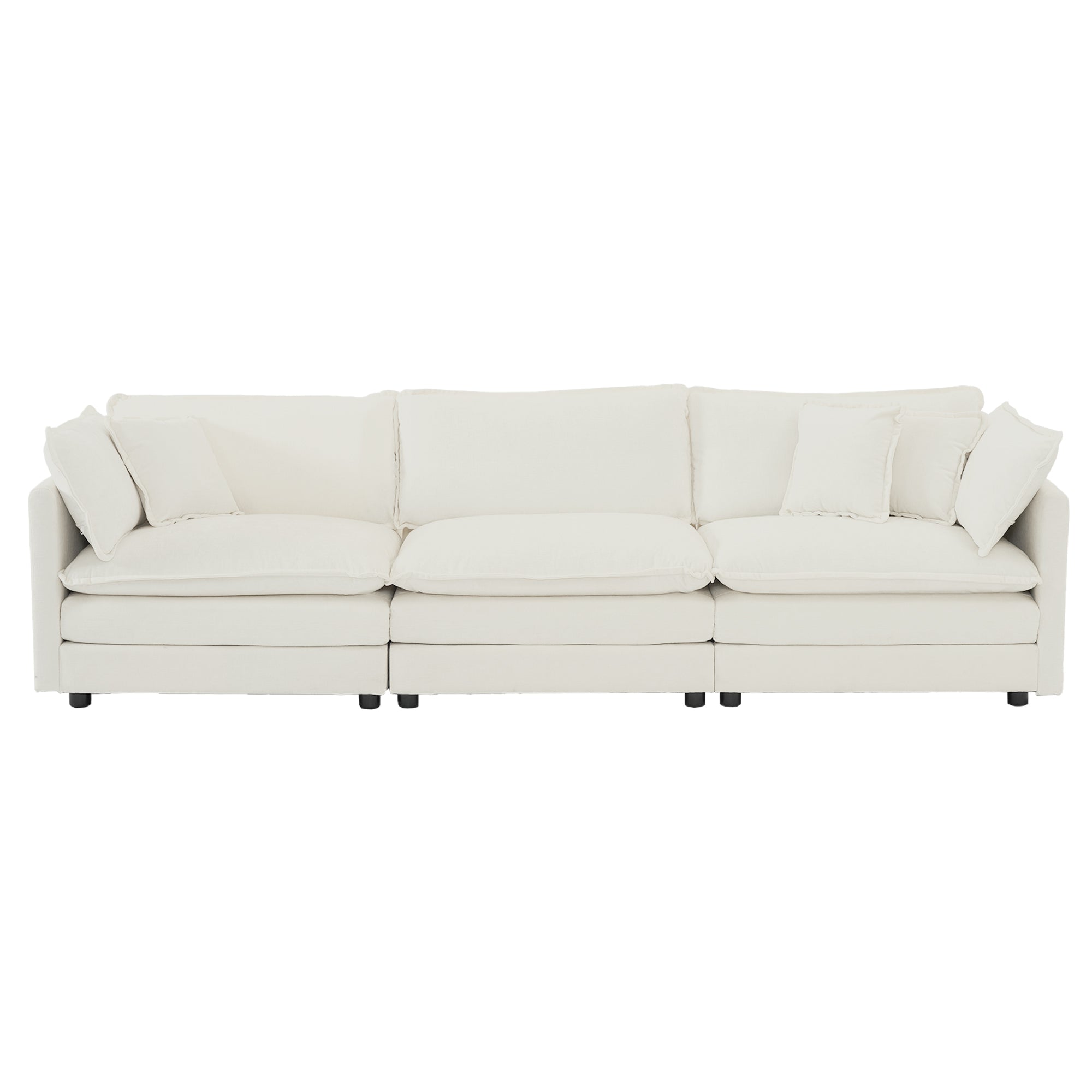 Fremont 3 Piece Chenille Upholstered Modular Sofa Set with Armchairs and 3-Seater Sofa
