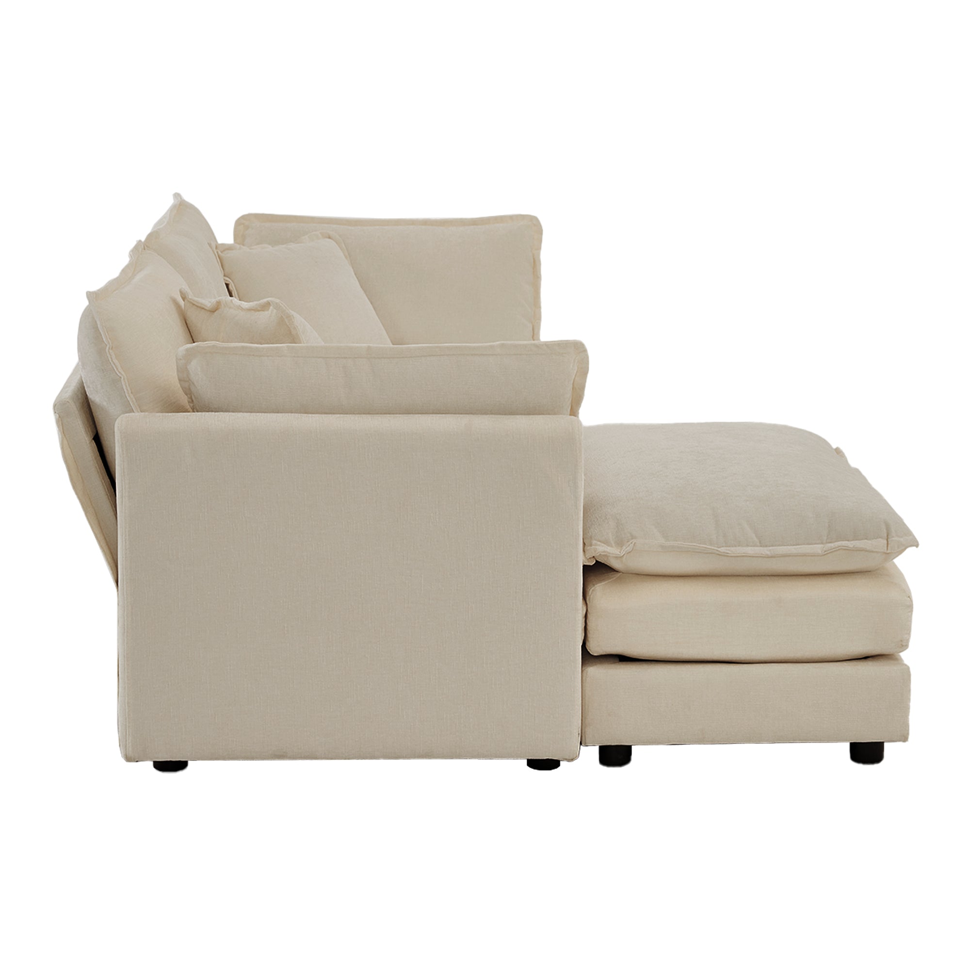 Fremont 77" Chenille Upholstered Modular Loveseat Sofa with Ottoman