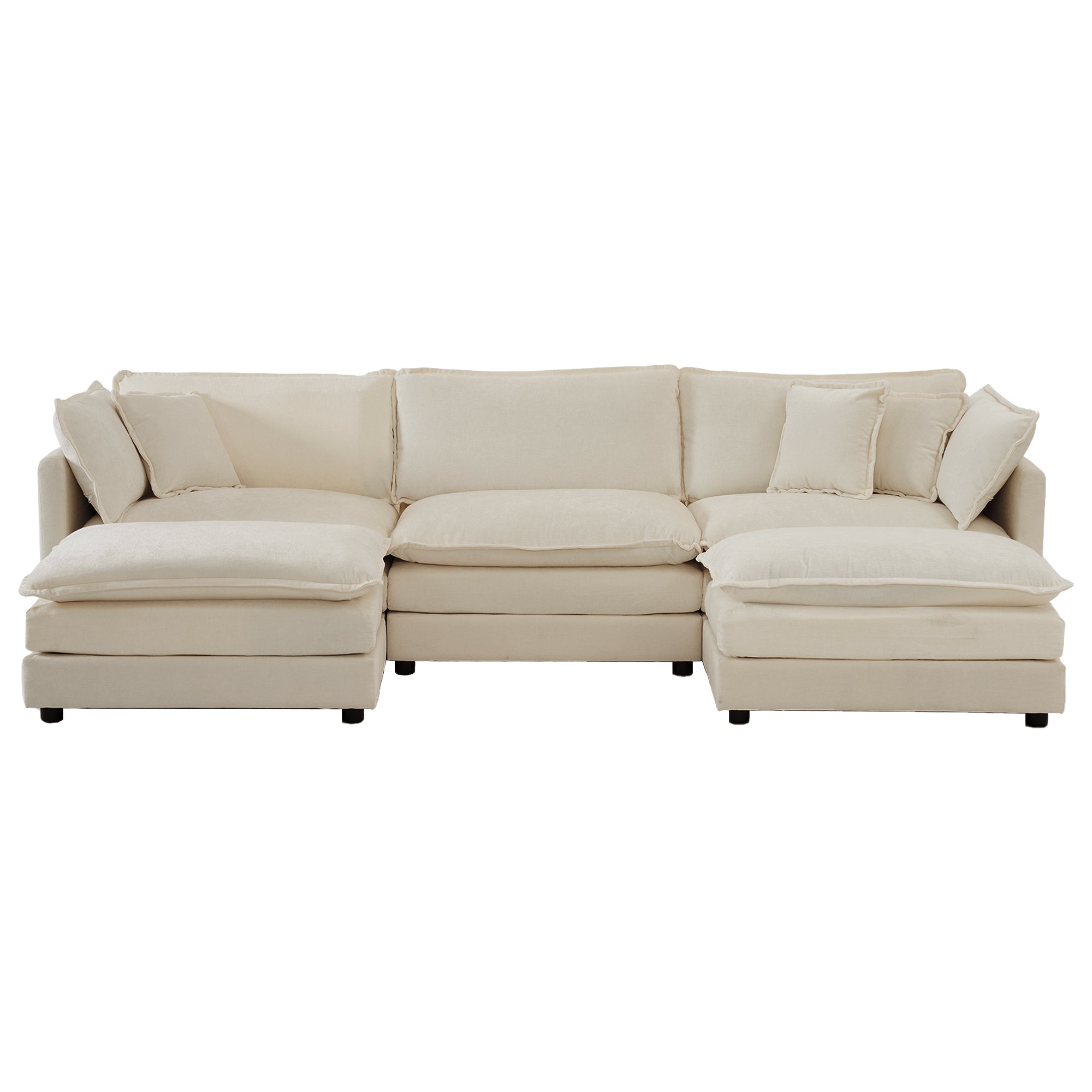 Fremont 112" Modular Chenille Upholstered L-Shaped Sectional Sofa with Ottoman