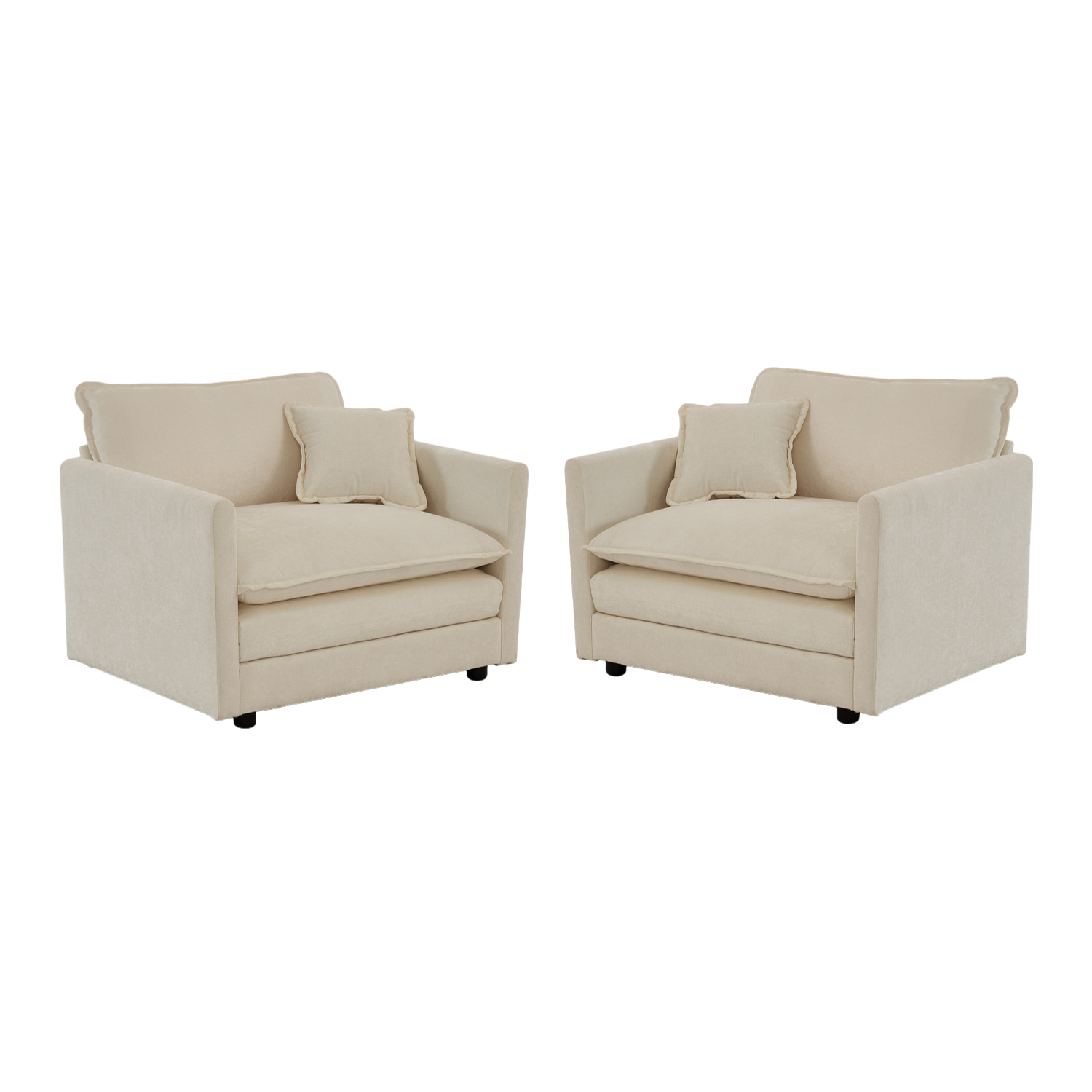 Fremont 41.4" 2 Piece Chenille Armchair Accent Chair Set with Toss Pillows