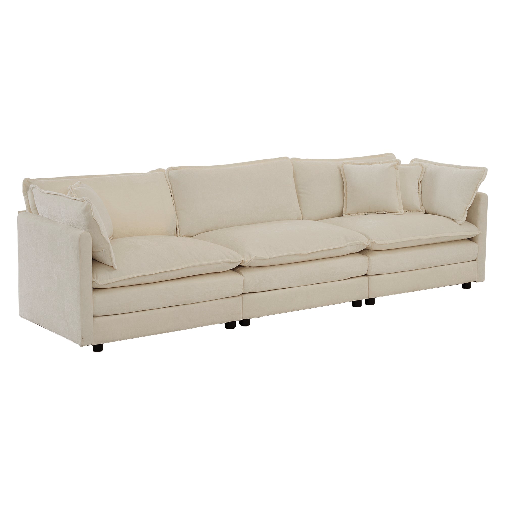Fremont 112" Modular Chenille Upholstered L-Shaped Sectional Sofa with Ottoman