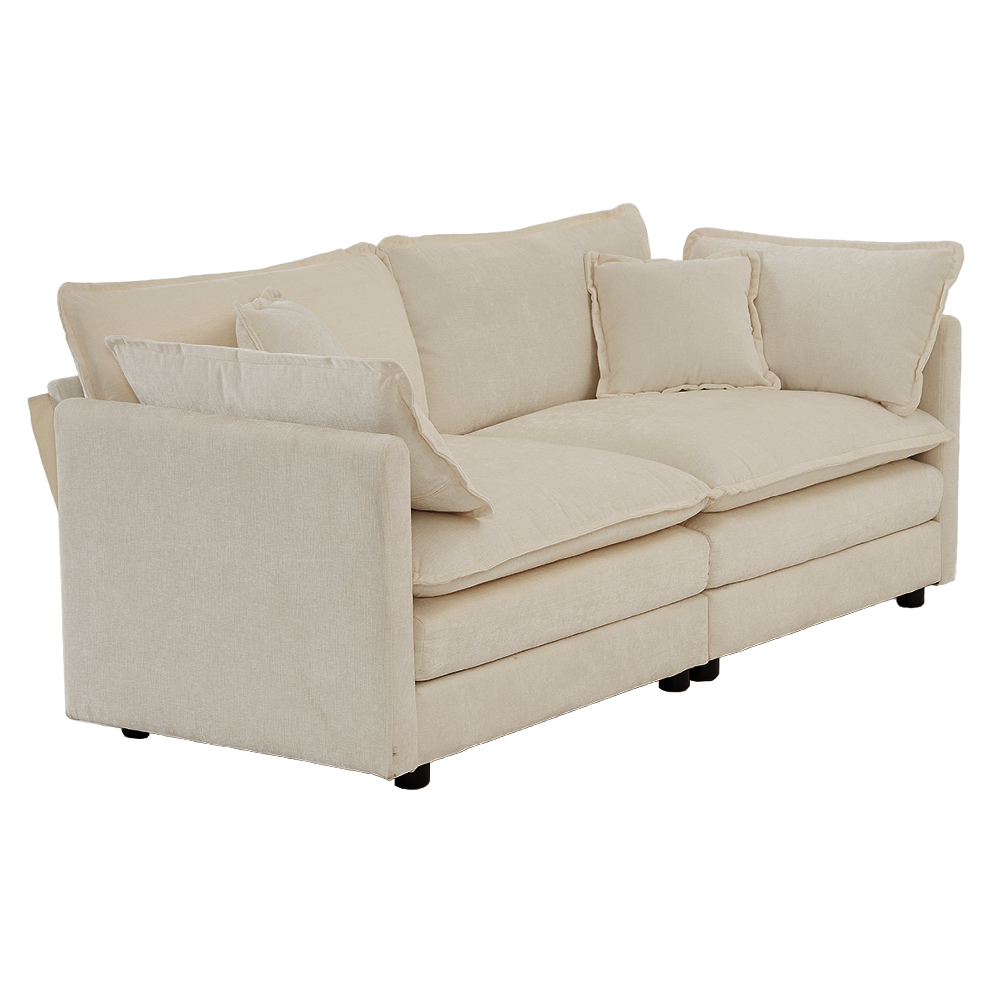 Fremont 77" 4-Piece Modular Chenille Upholstered Sectional Sofa with Ottomans