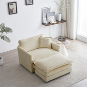 Aven Modern Beige Chenille Accent Chair with Ottoman for Living Room
