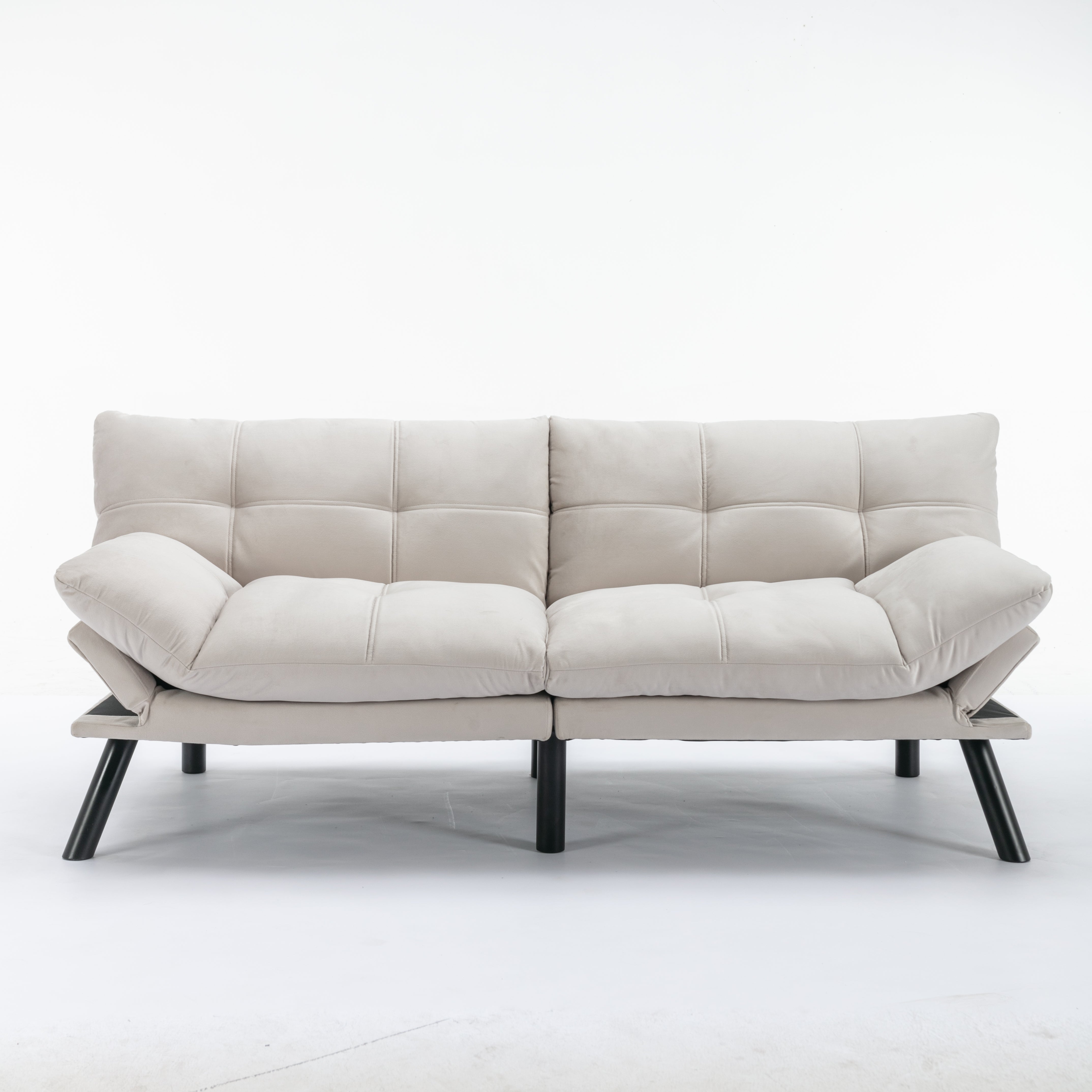 Carmel 70" Upholstered Convertible Futon Sofa Bed with Adjustable Backrest and Armrests
