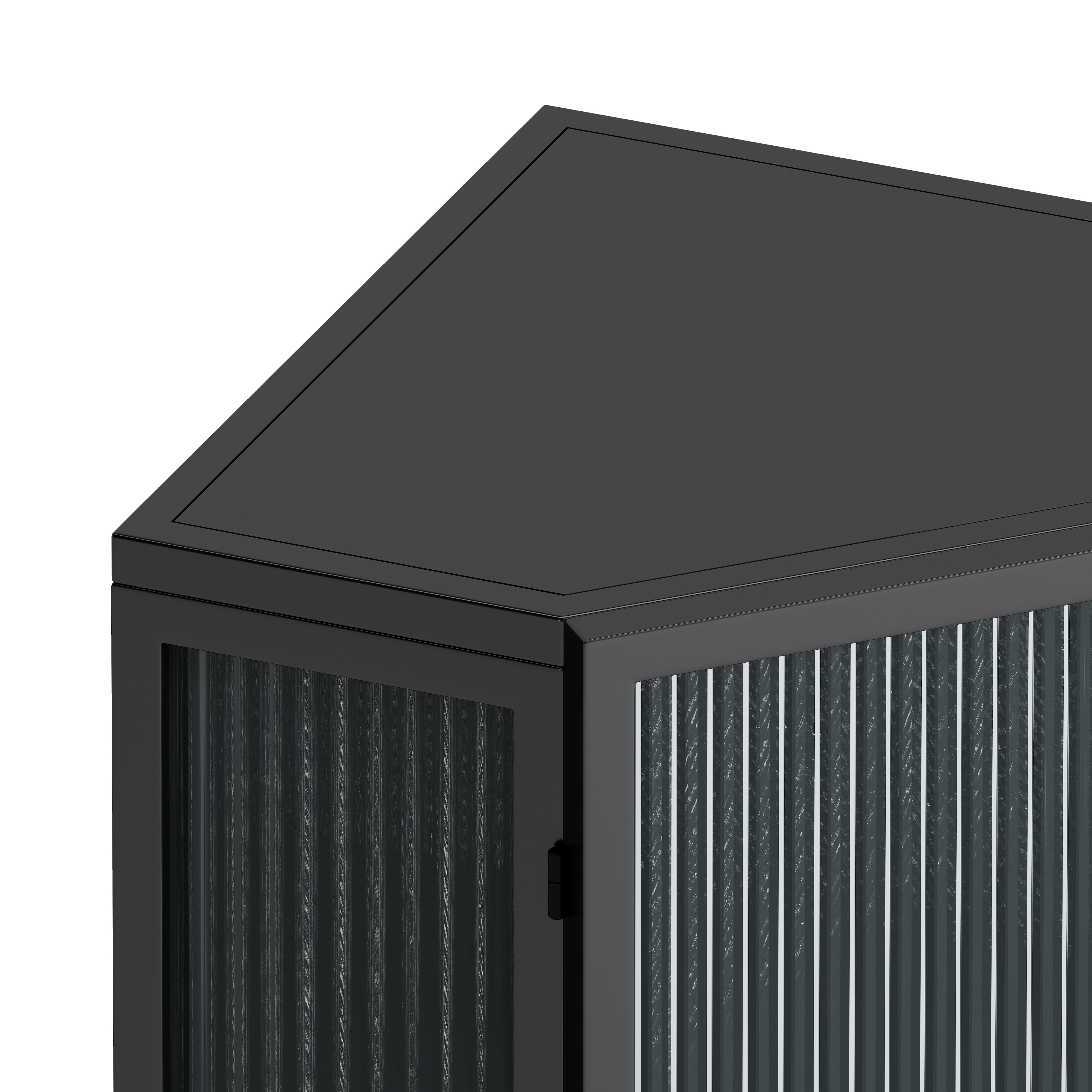 Homy Casa Corner Floor Cabinet 22.25" Storage Cabinet with Glass Door