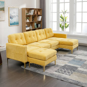 Lubbock 110.6" U-Shaped Convertible Velvet Sectional Sofa with Ottoman