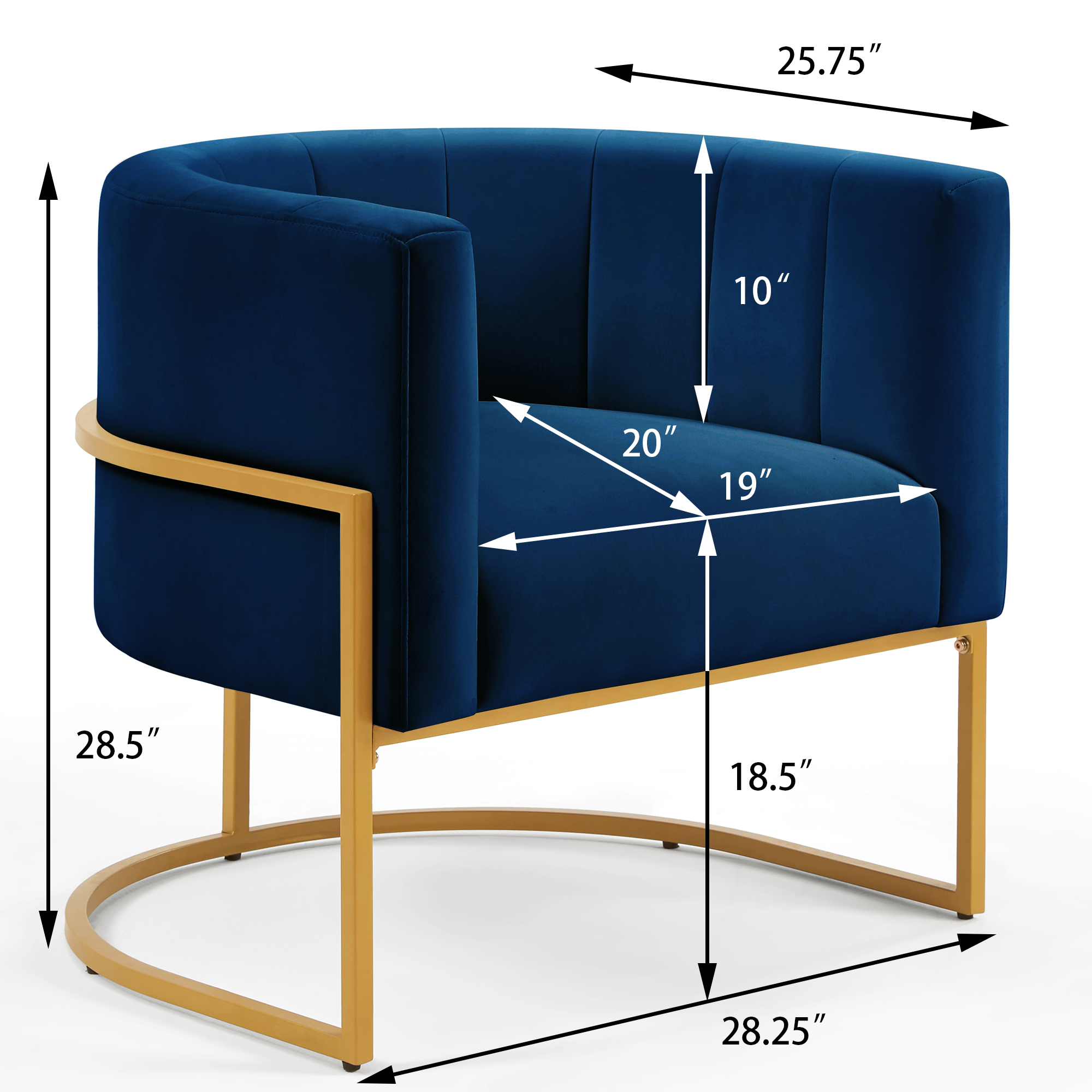Huron Velvet Upholstered Accent Chair with Gold Leg