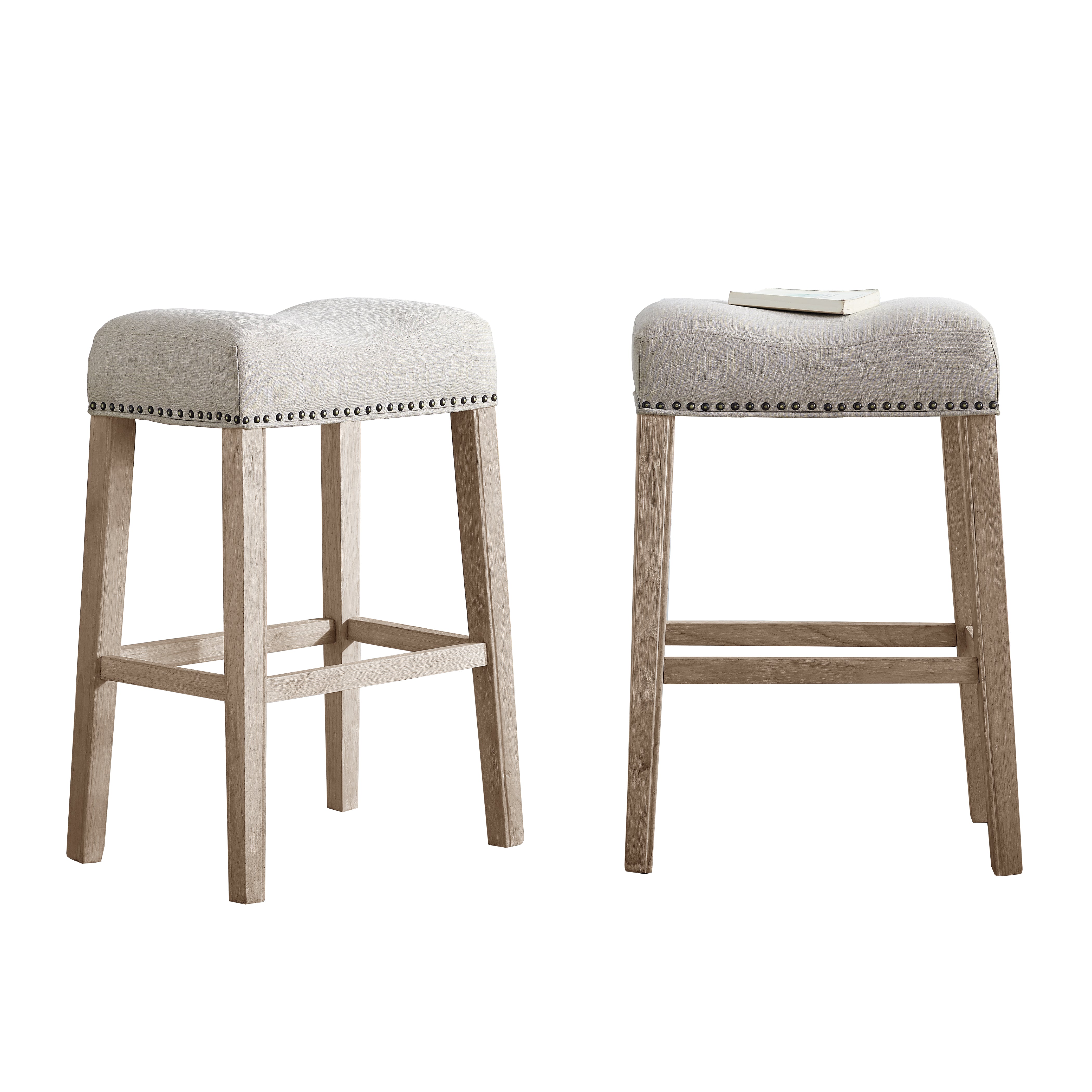 Rioja 29" Upholstered Backless Saddle Bar Stool Set of 2
