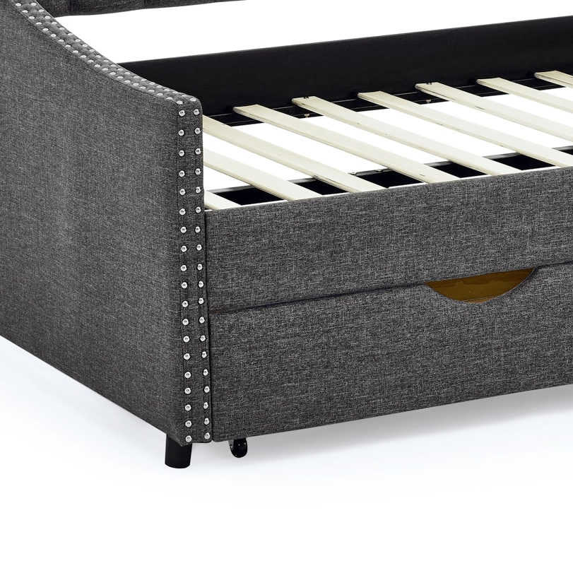 Soline Full Size Tufted Upholstered Daybed with Drawers