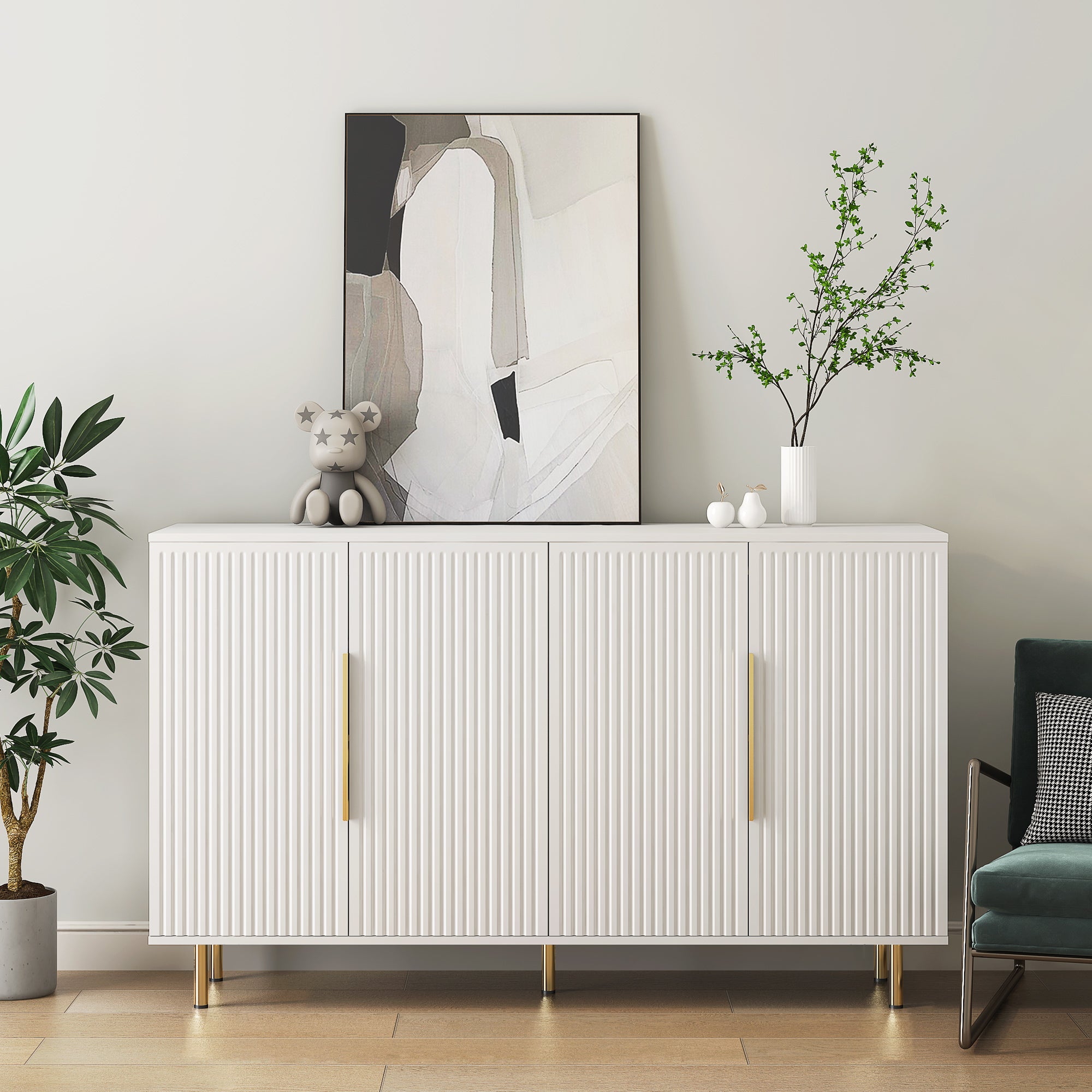Jaipur 56" 4-Door Sideboard with Gold Handles