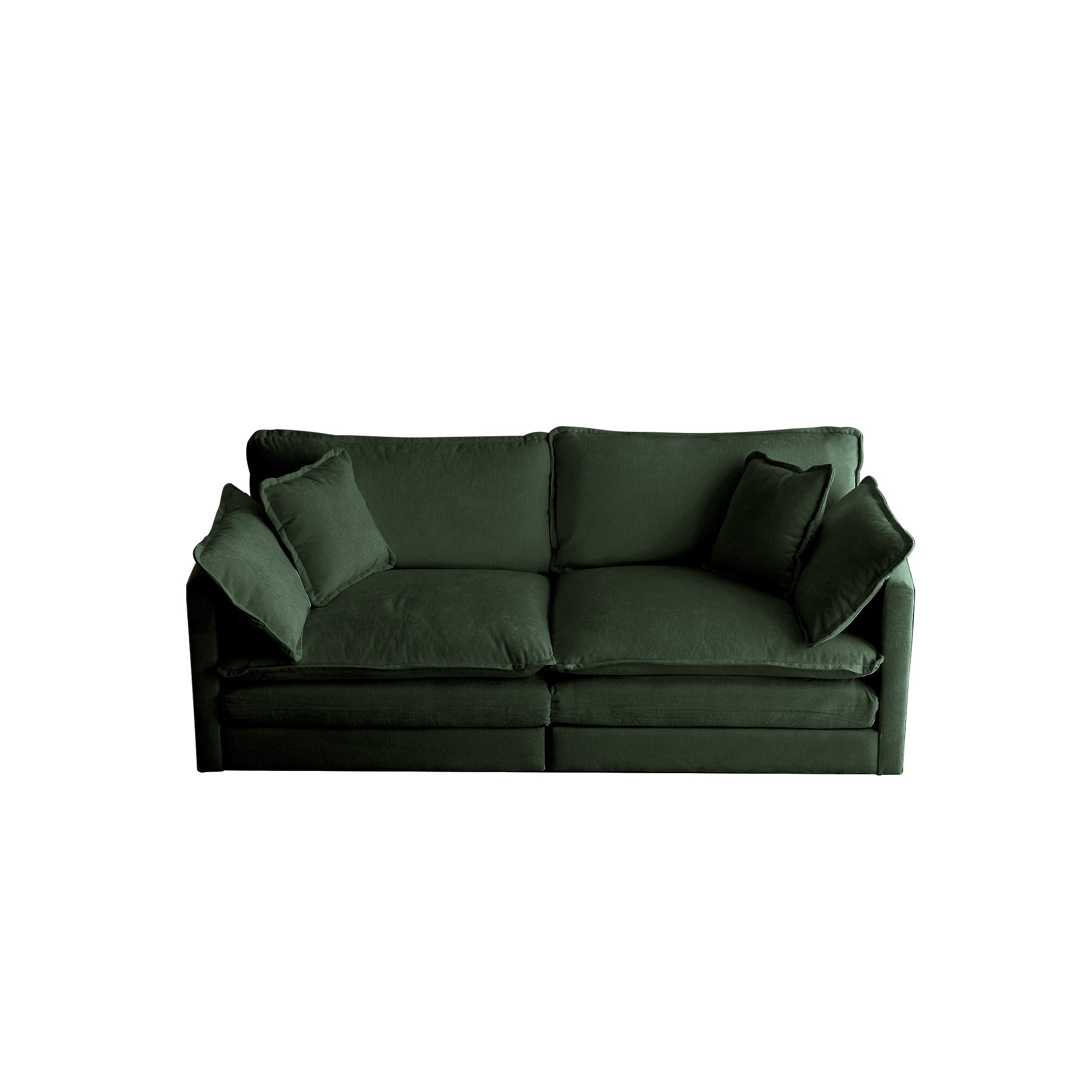 Napa Chenille Upholstered 2-Seater Loveseat Sofa Couch with 4 Pillows, Green