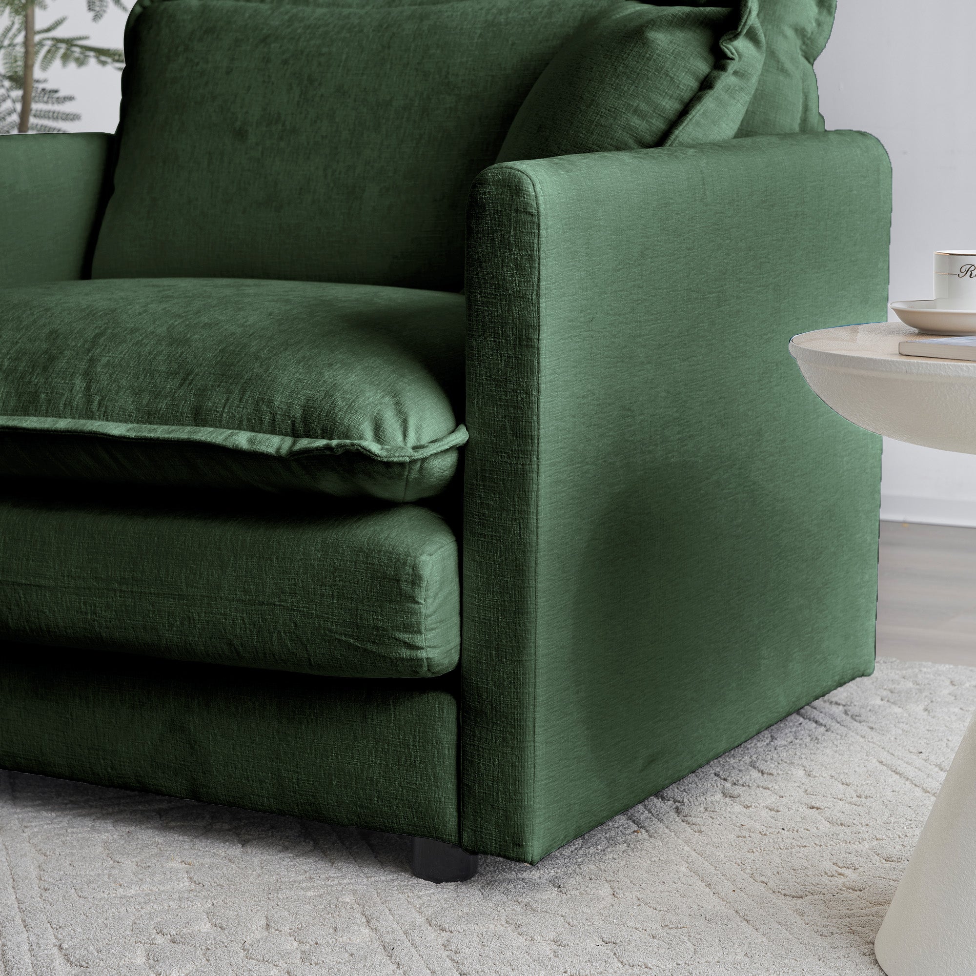 Napa Chenille Upholstered 2-Seater Loveseat Sofa Couch with 4 Pillows, Green