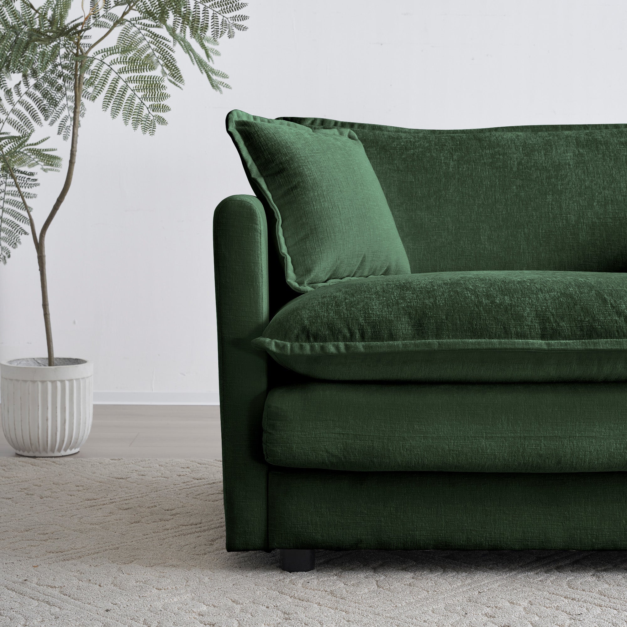 Napa Chenille Upholstered 2-Seater Loveseat Sofa Couch with 4 Pillows, Green