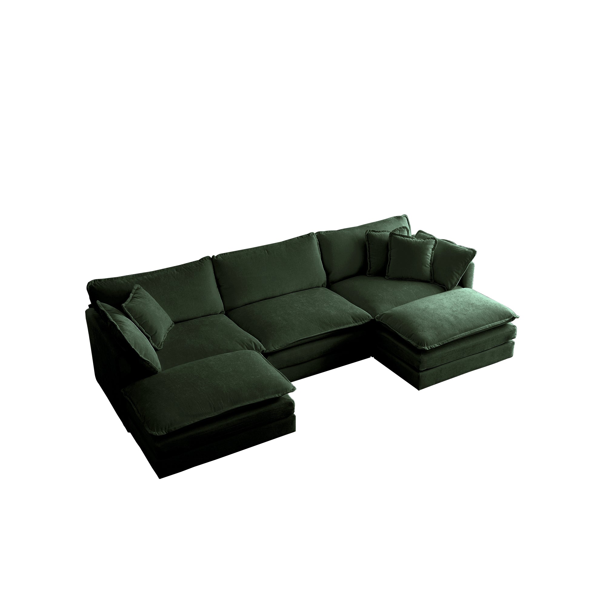 Fremont 112" Modular Chenille Upholstered U-Shaped Sectional Sofa with Ottomans
