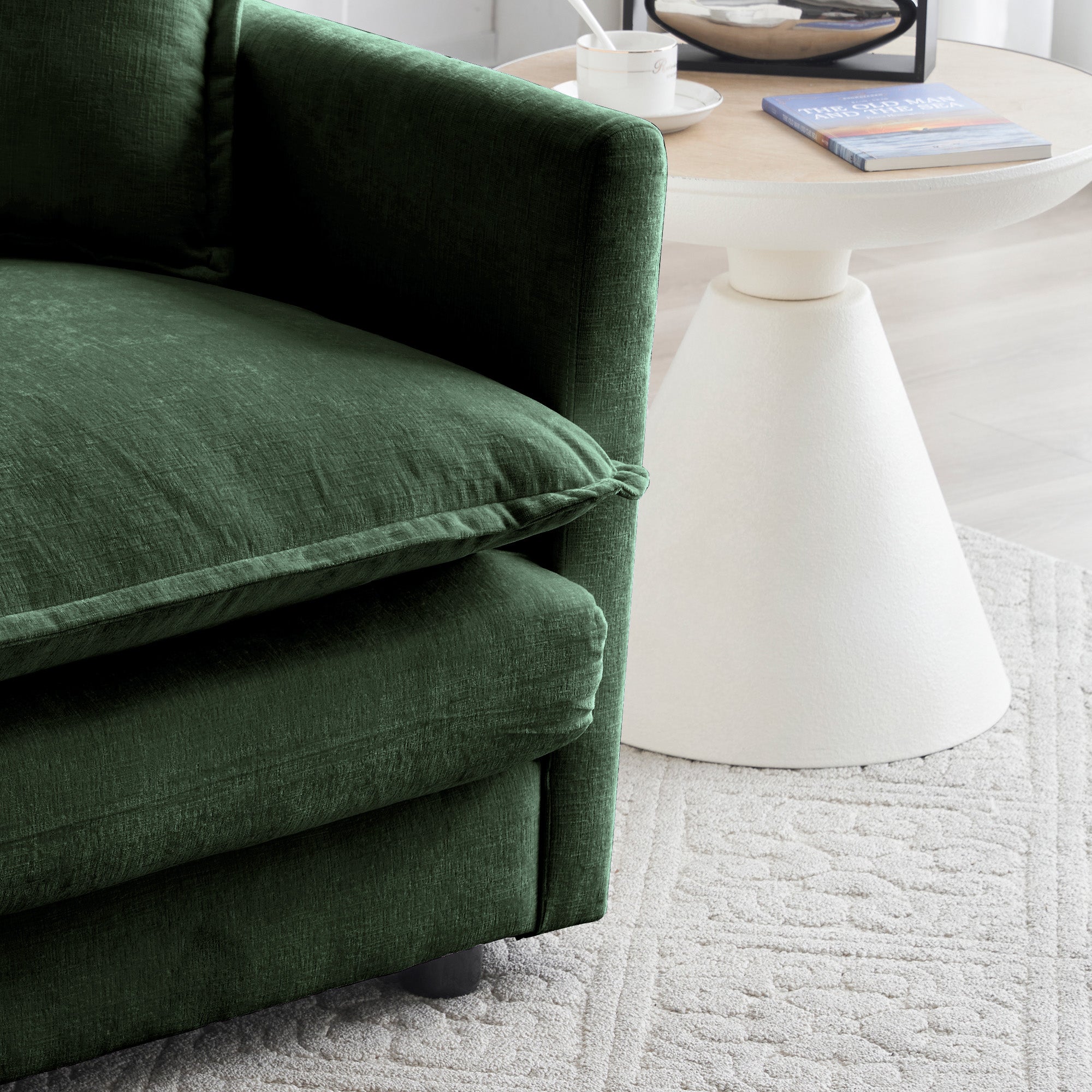 Napa Chenille Upholstered 2-Seater Loveseat Sofa Couch with 4 Pillows, Green