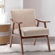 Aden Mid Century Modern Accent Chair with Solid Wood Frame and Thick Backrest