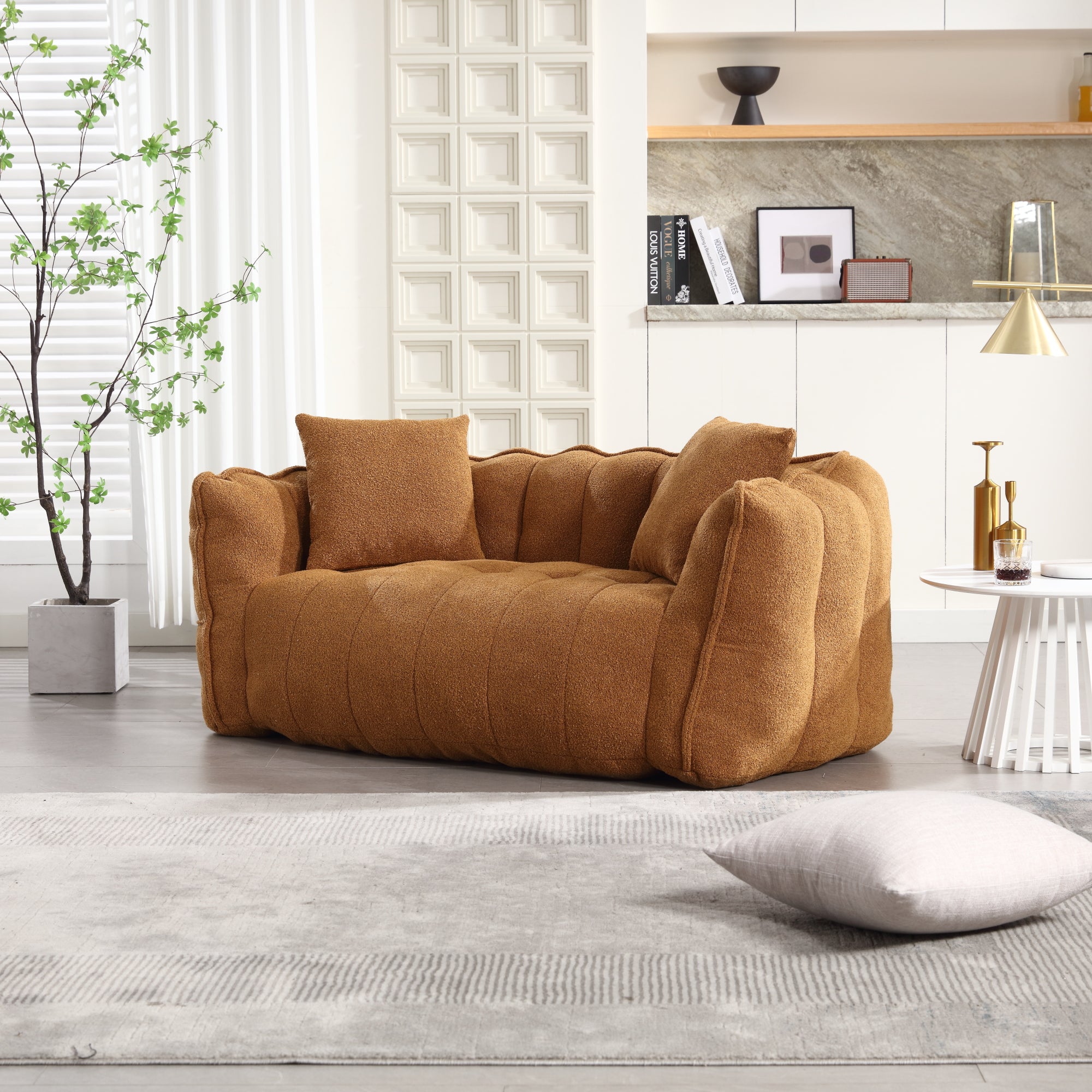 Pinecrest Modern Chenille Bean Bag Loveseat Sofa