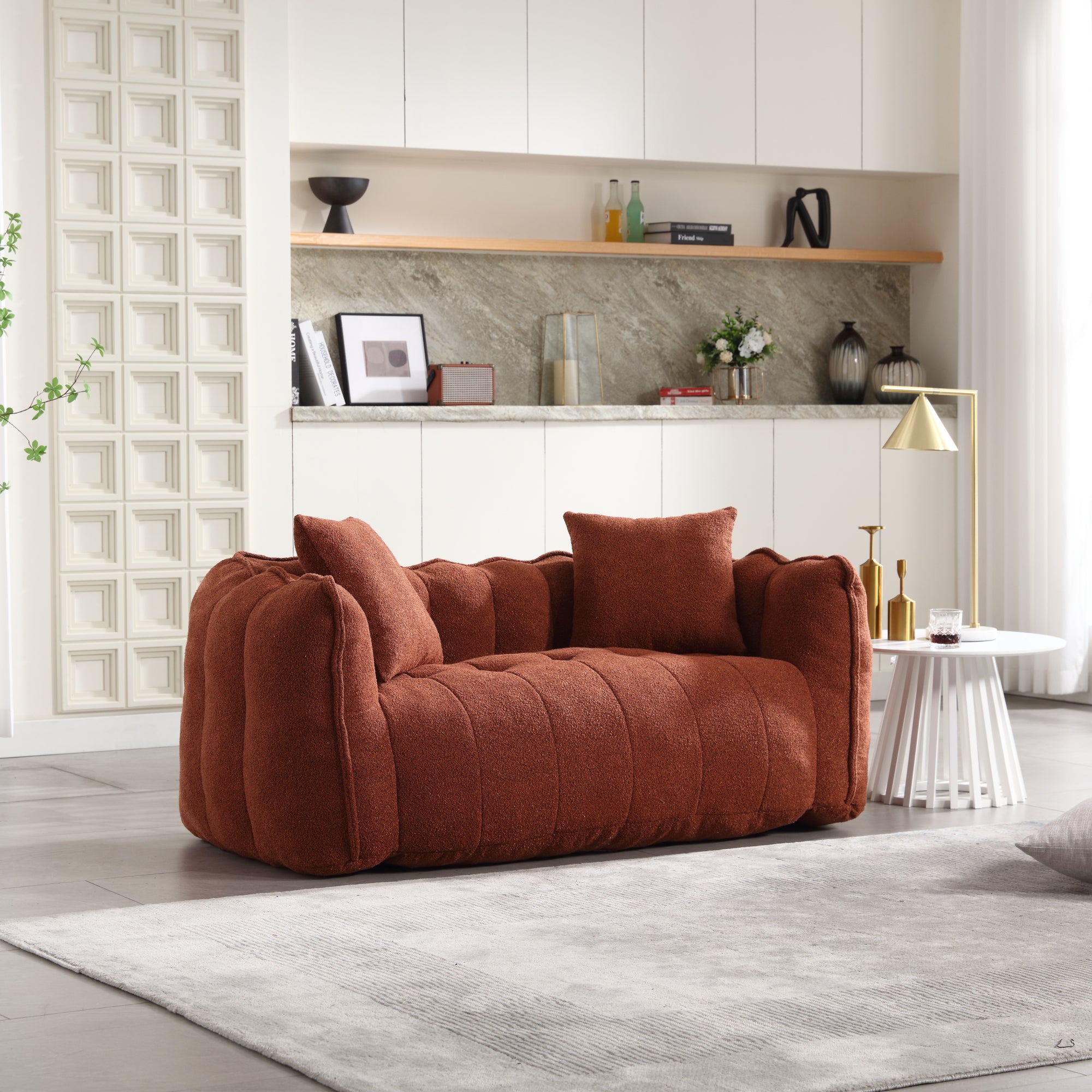 Pinecrest Modern Chenille Bean Bag Loveseat Sofa
