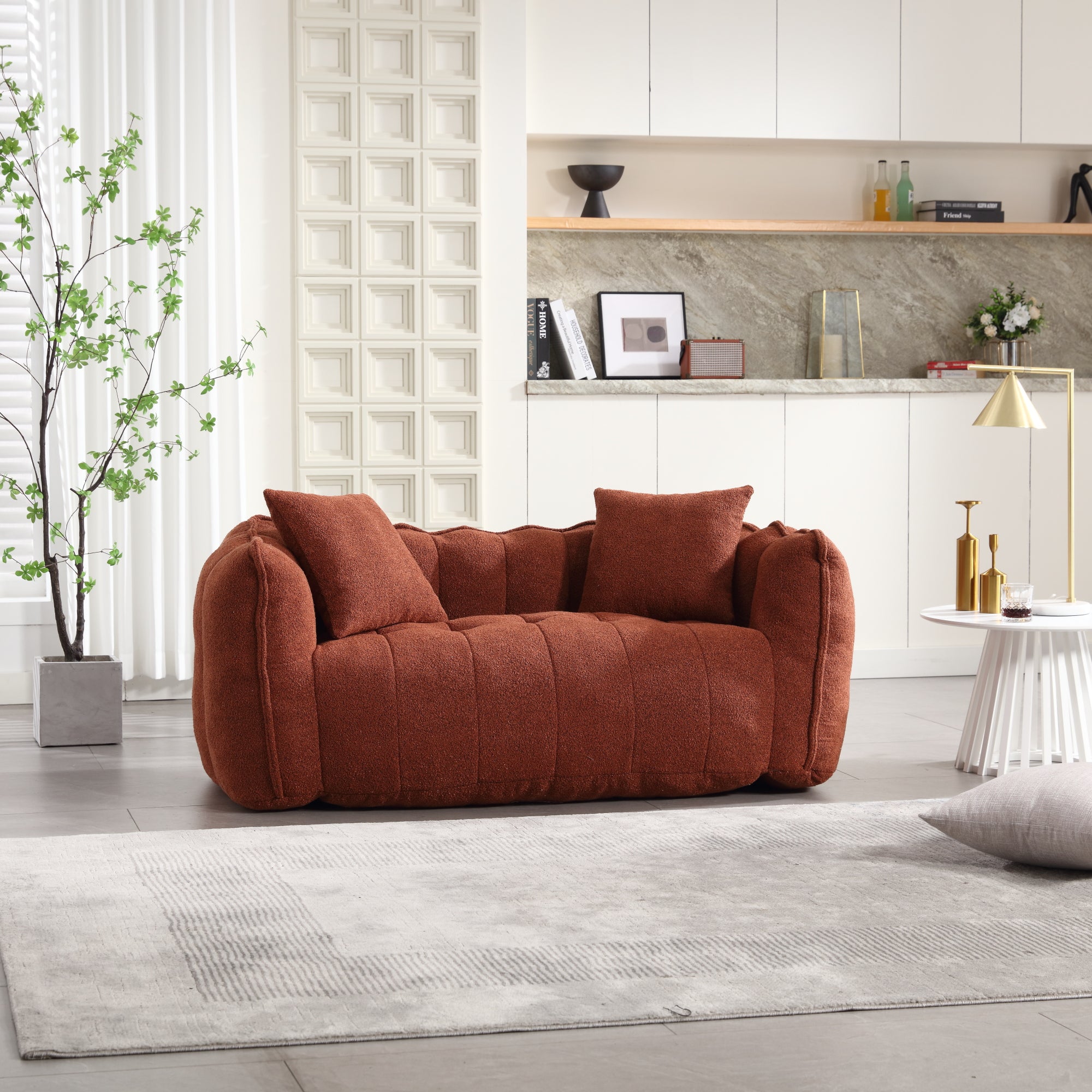 Pinecrest Modern Chenille Bean Bag Loveseat Sofa