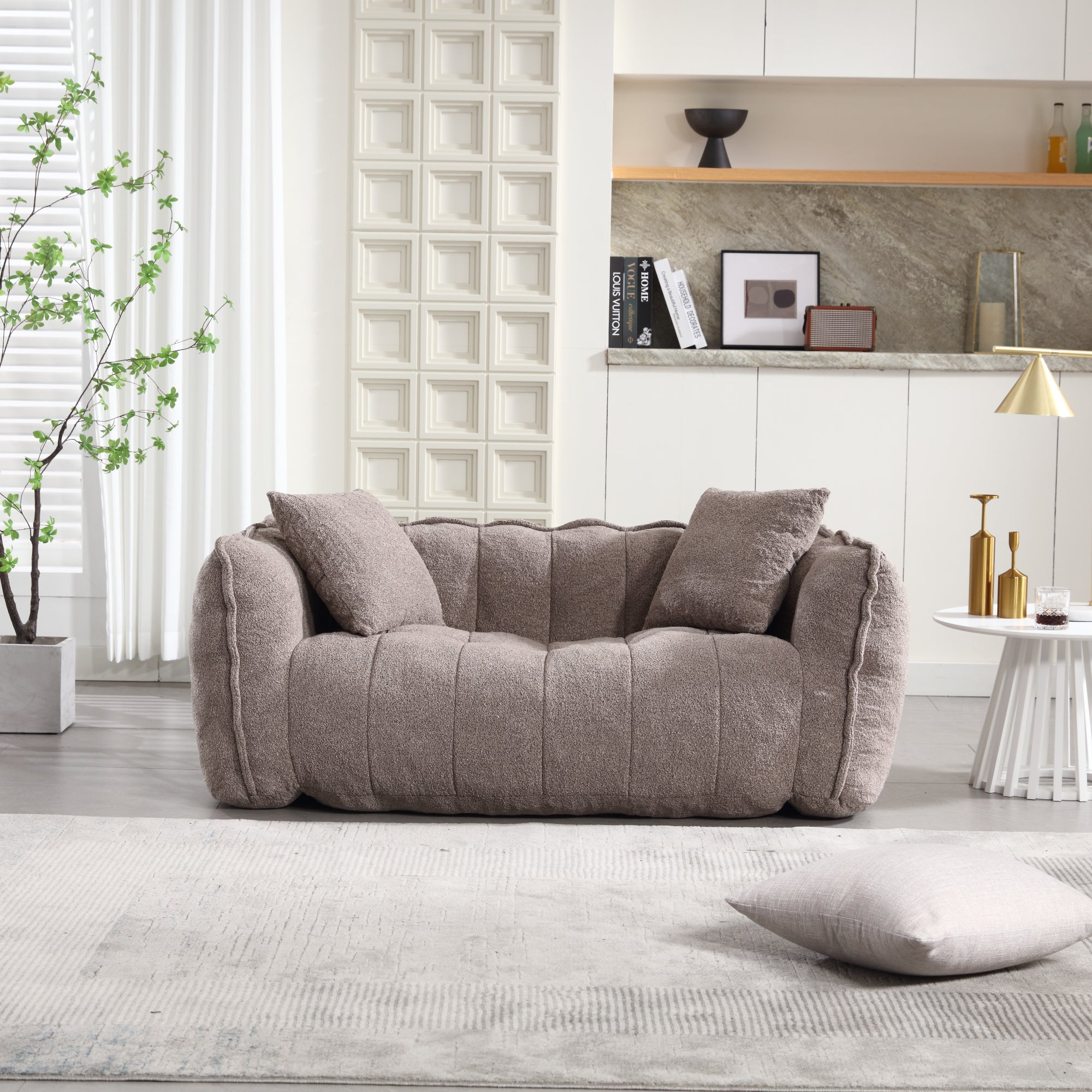 Pinecrest Modern Chenille Bean Bag Loveseat Sofa
