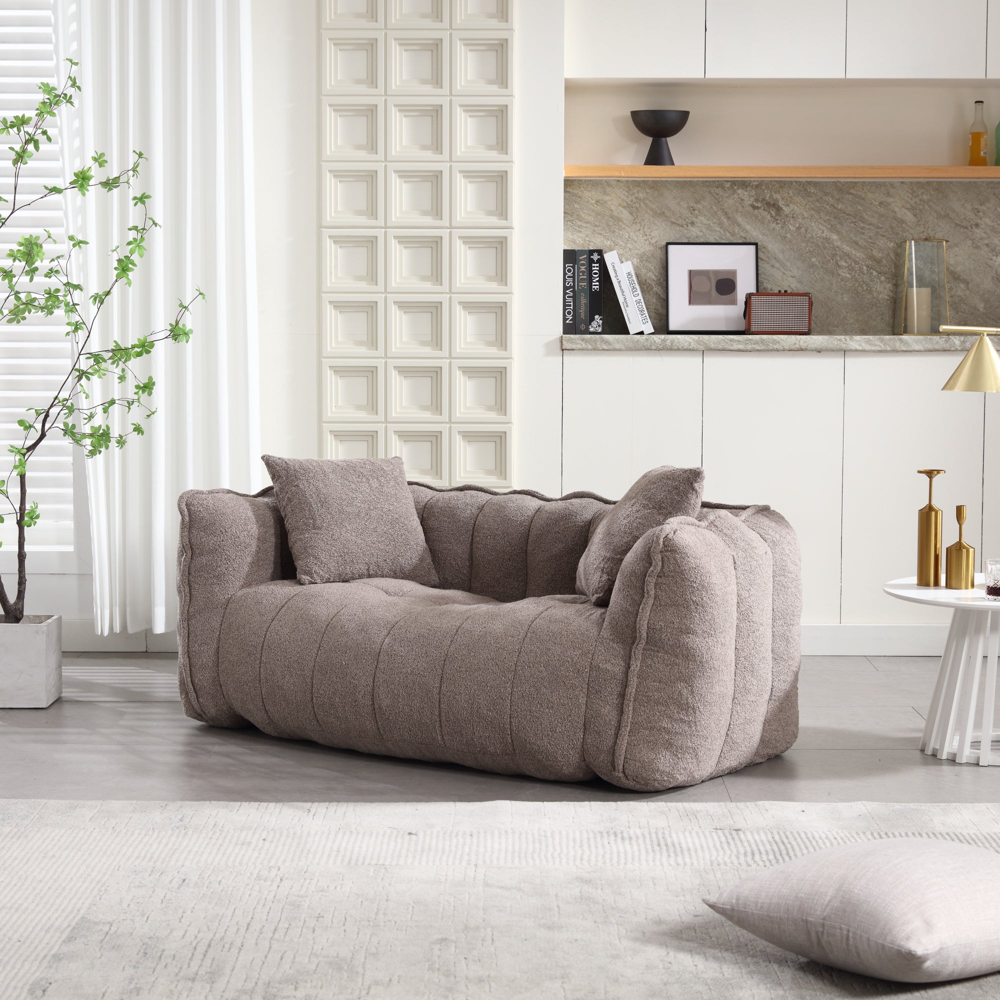 Pinecrest Modern Chenille Bean Bag Loveseat Sofa