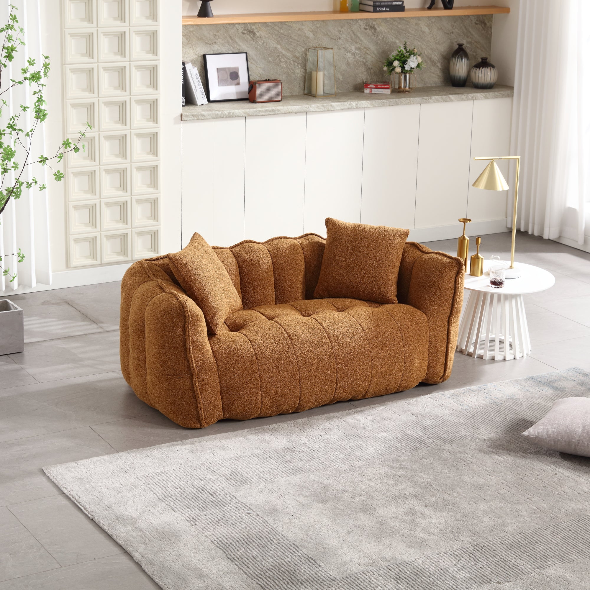 Pinecrest Modern Chenille Bean Bag Loveseat Sofa