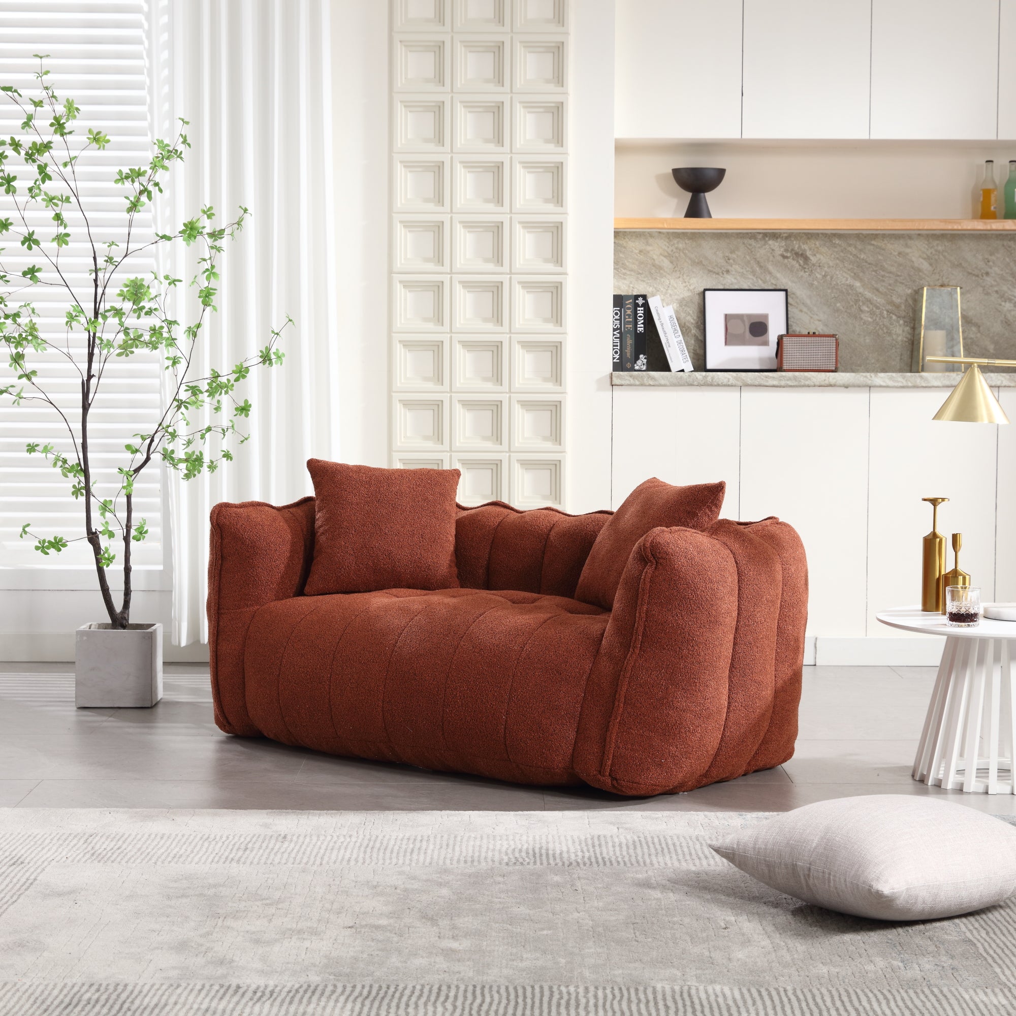 Pinecrest Modern Chenille Bean Bag Loveseat Sofa