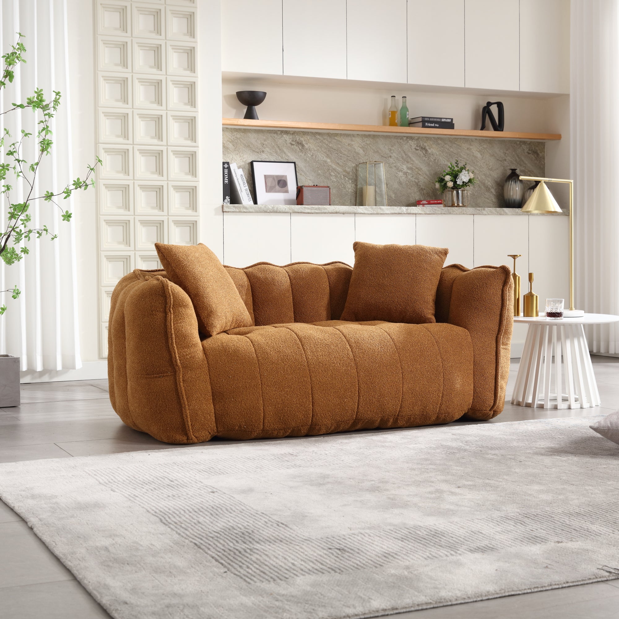 Pinecrest Modern Chenille Bean Bag Loveseat Sofa