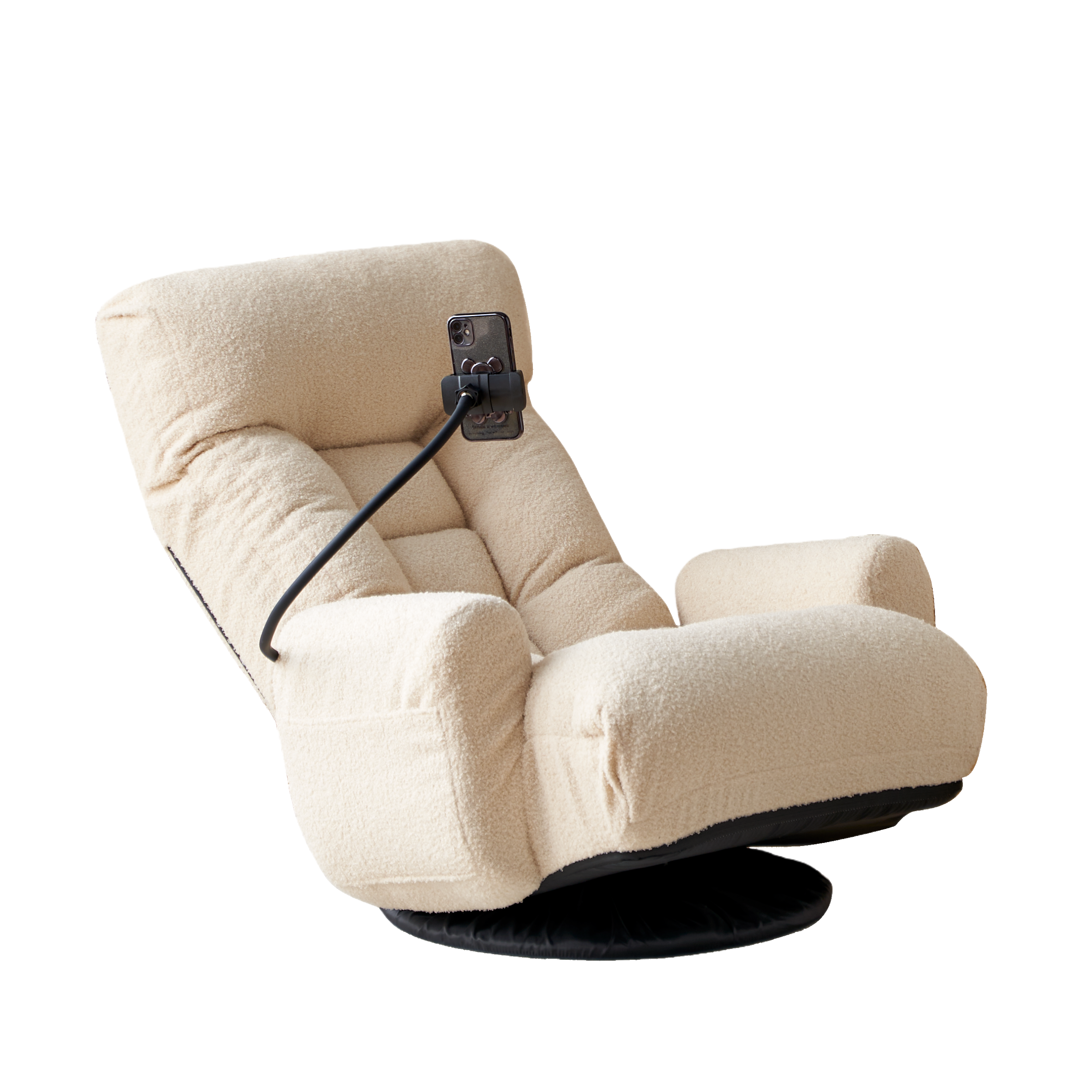 Basin Modern Swivel Recliner Lounge Chair with Phone Holder, Beige